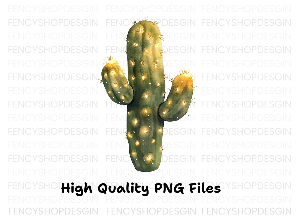 Cactus Glowing Lights Clipart Bundle
