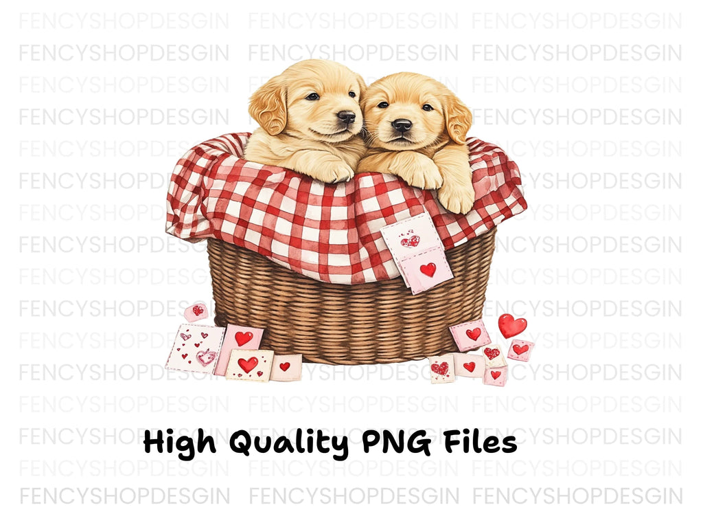 Cute Golden Retriever Puppies Clipart Bundle