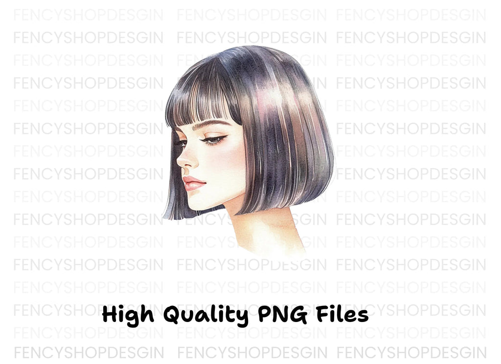 Stylish Bob Haircut Woman Clipart Bundle