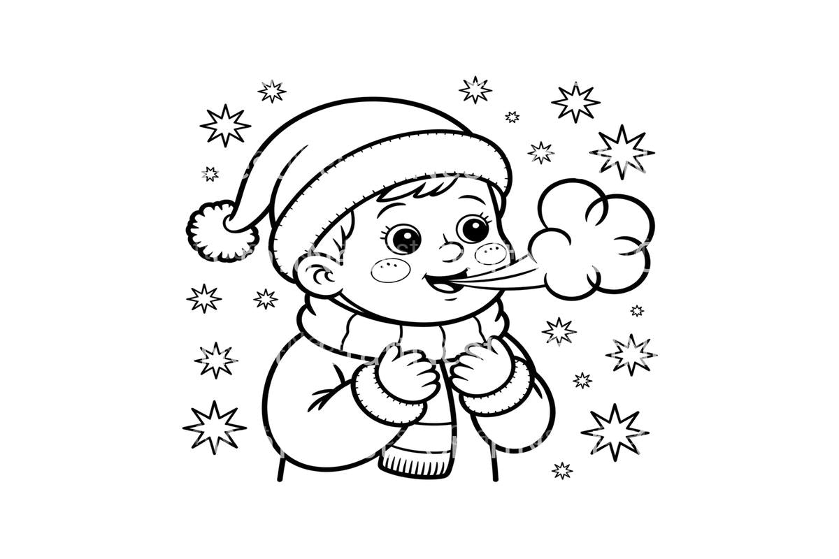 Child Blowing Warm Breath Coloring Books
