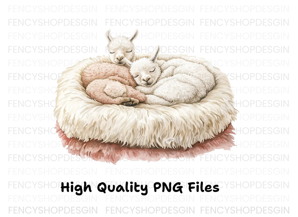 Cute Sleeping Baby Alpaca Clipart Bundle