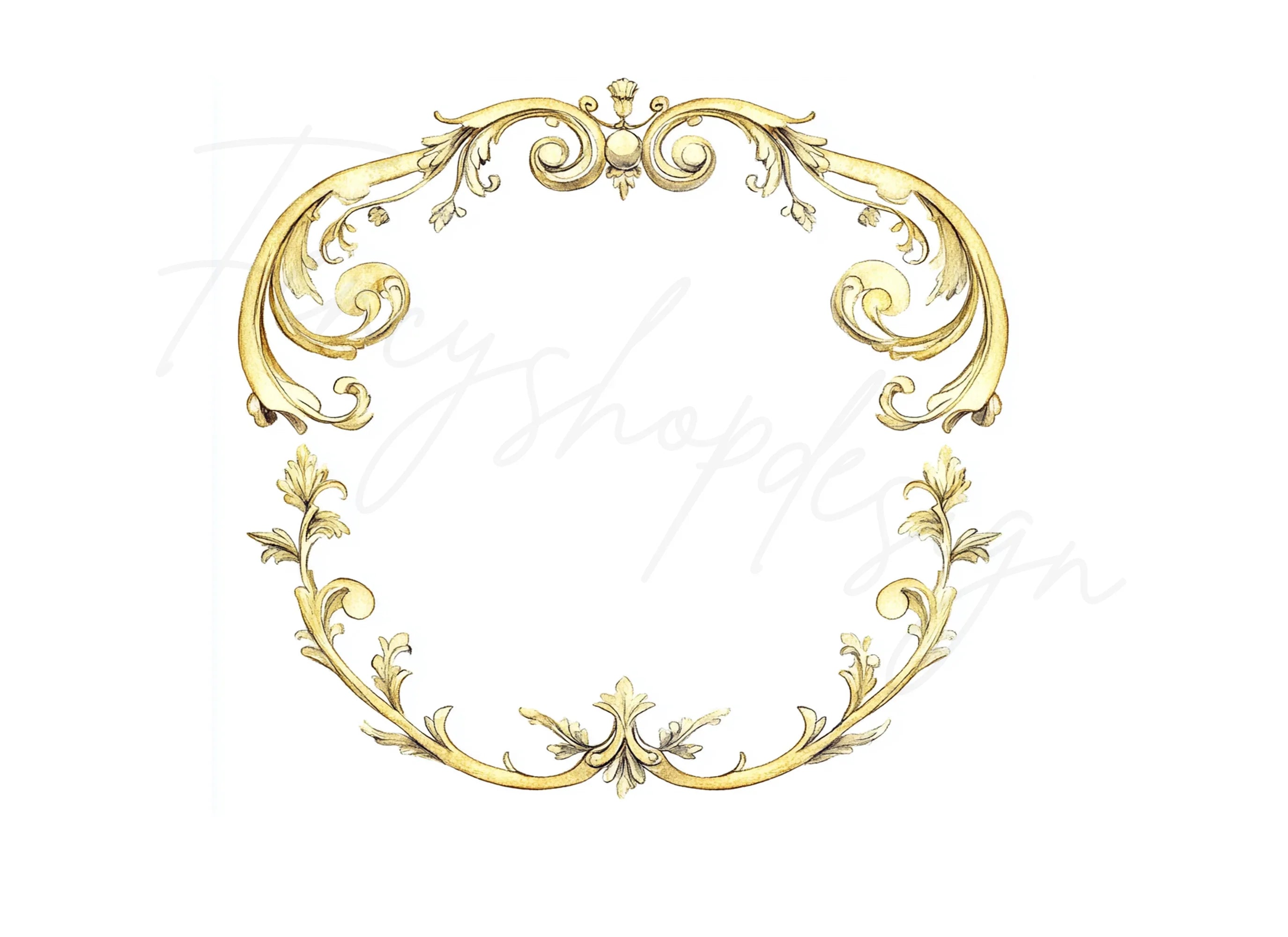 Elegant Gold Ornate Frames Clipart Bundle