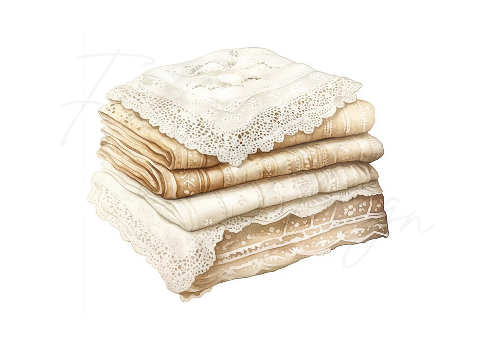 Vintage Lace Linens Clipart Bundle