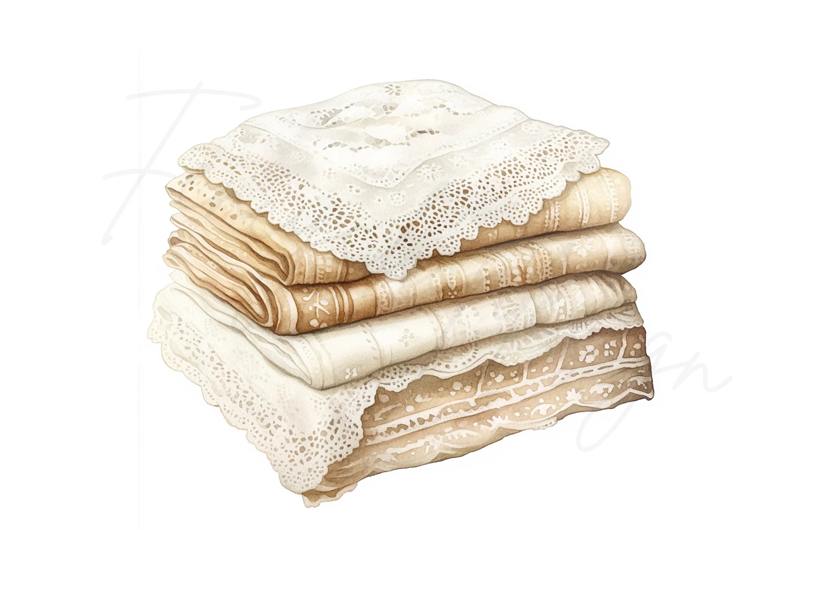 Vintage Lace Linens Clipart Bundle