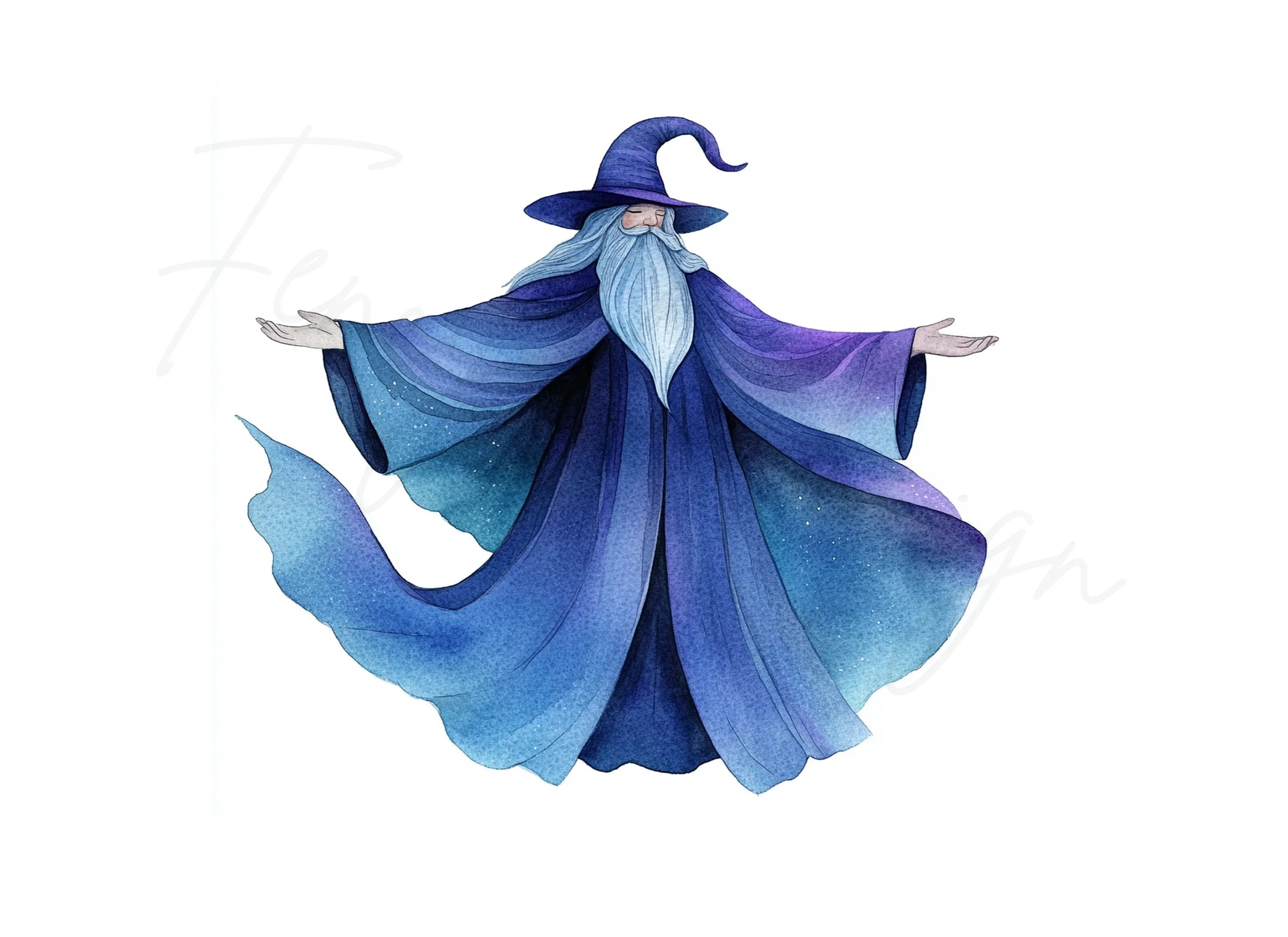 Blue Wizard Clipart Bundle
