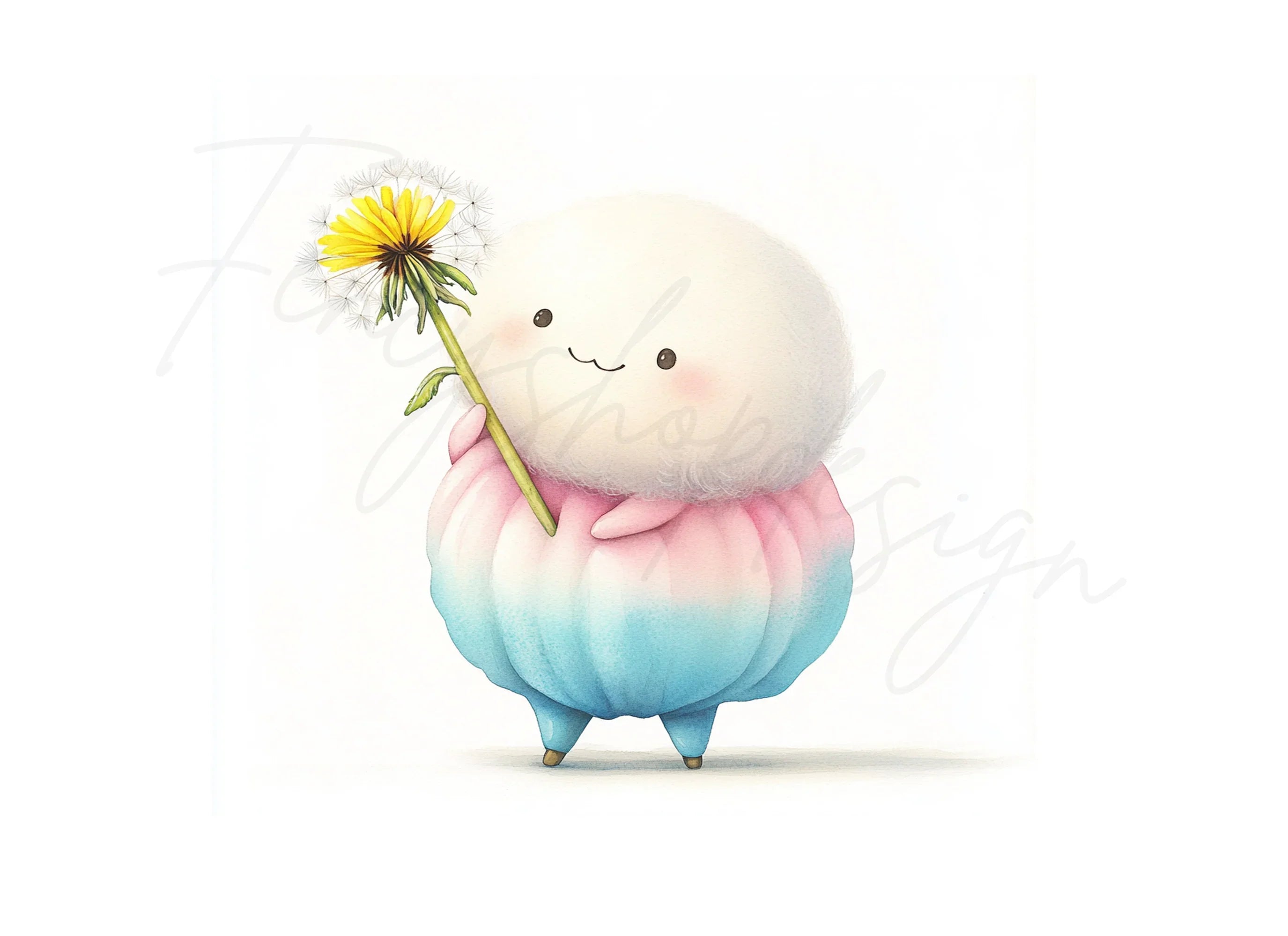 Cute Cotton Candy Characters Clipart Bundle