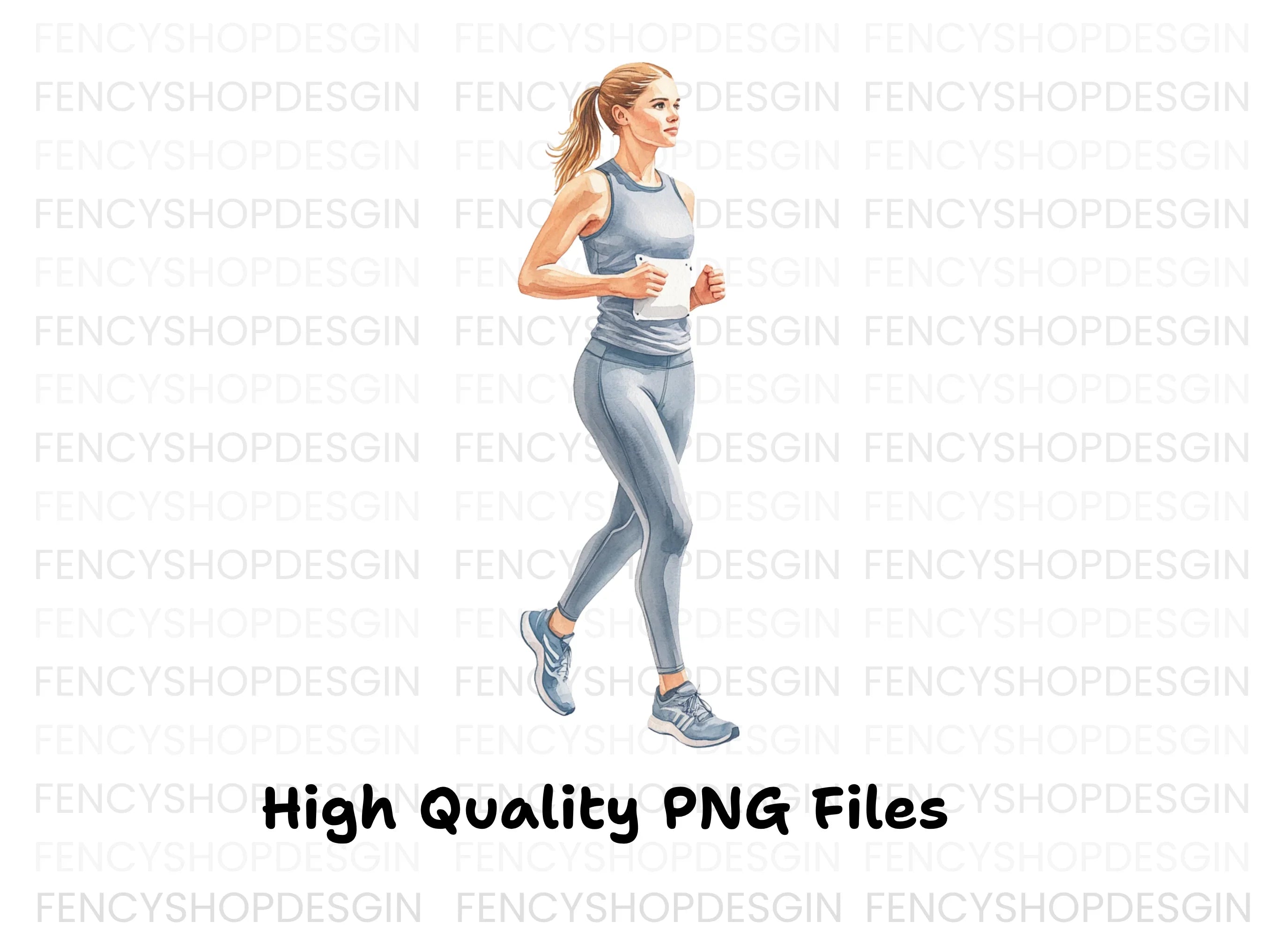 Fitness Woman Jogging Clipart Bundle