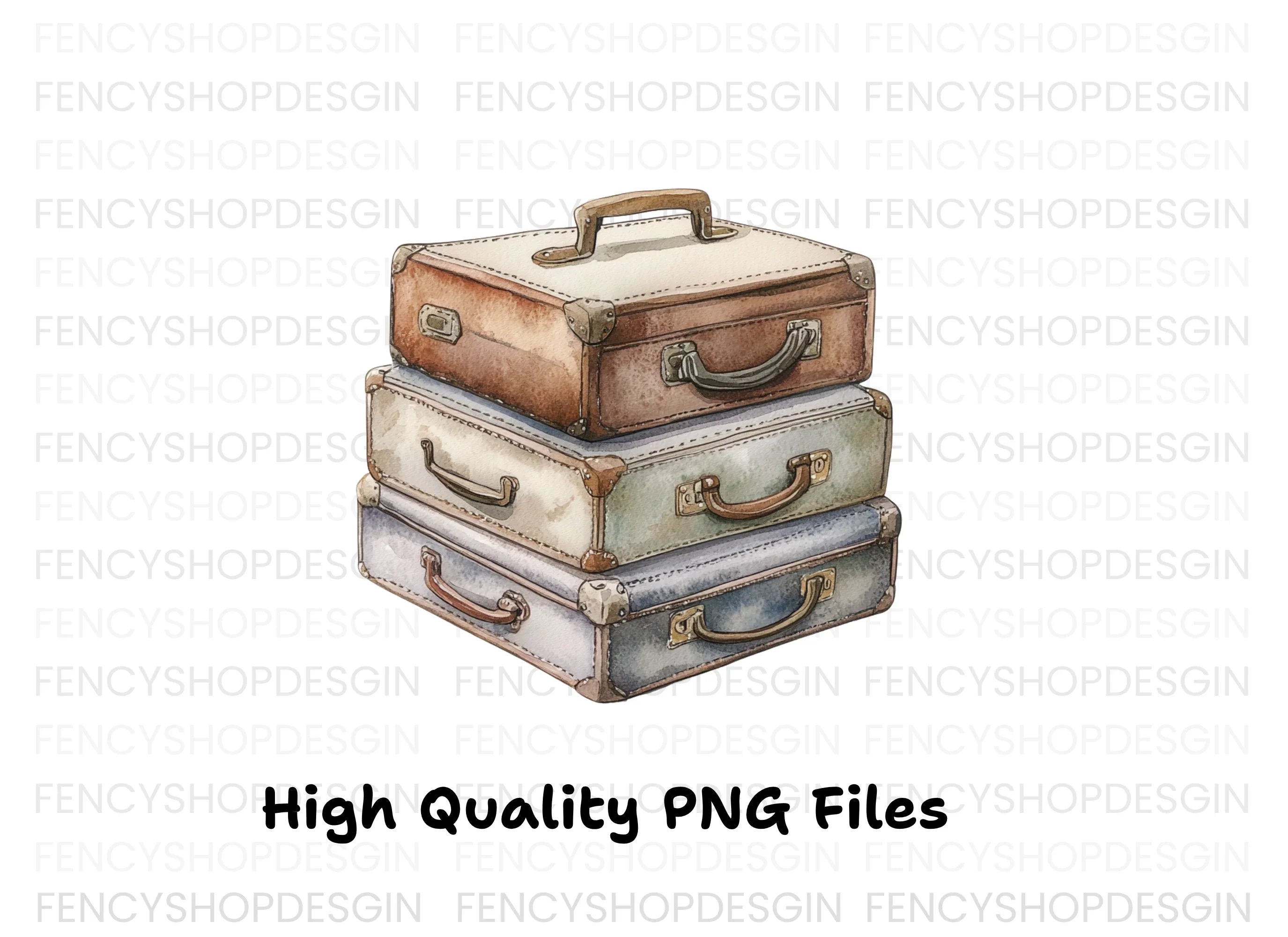 Vintage Suitcase Stack Clipart Bundle
