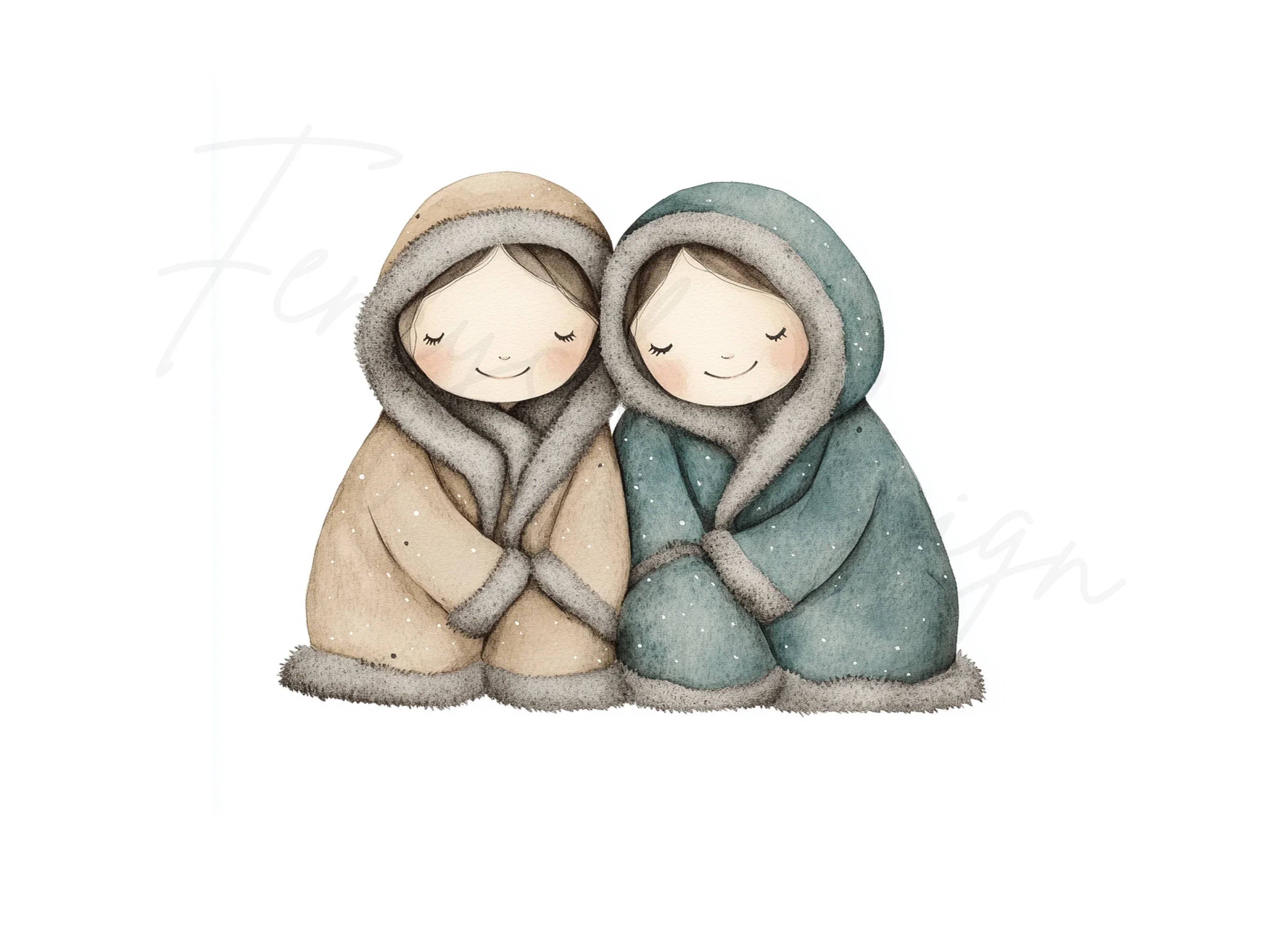 Cute Winter Kids Clipart Bundle