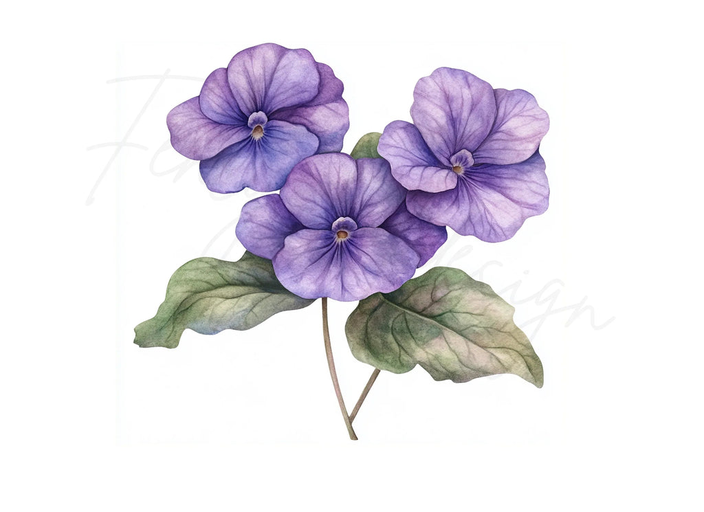 Purple Pansy Flower Clipart Bundle