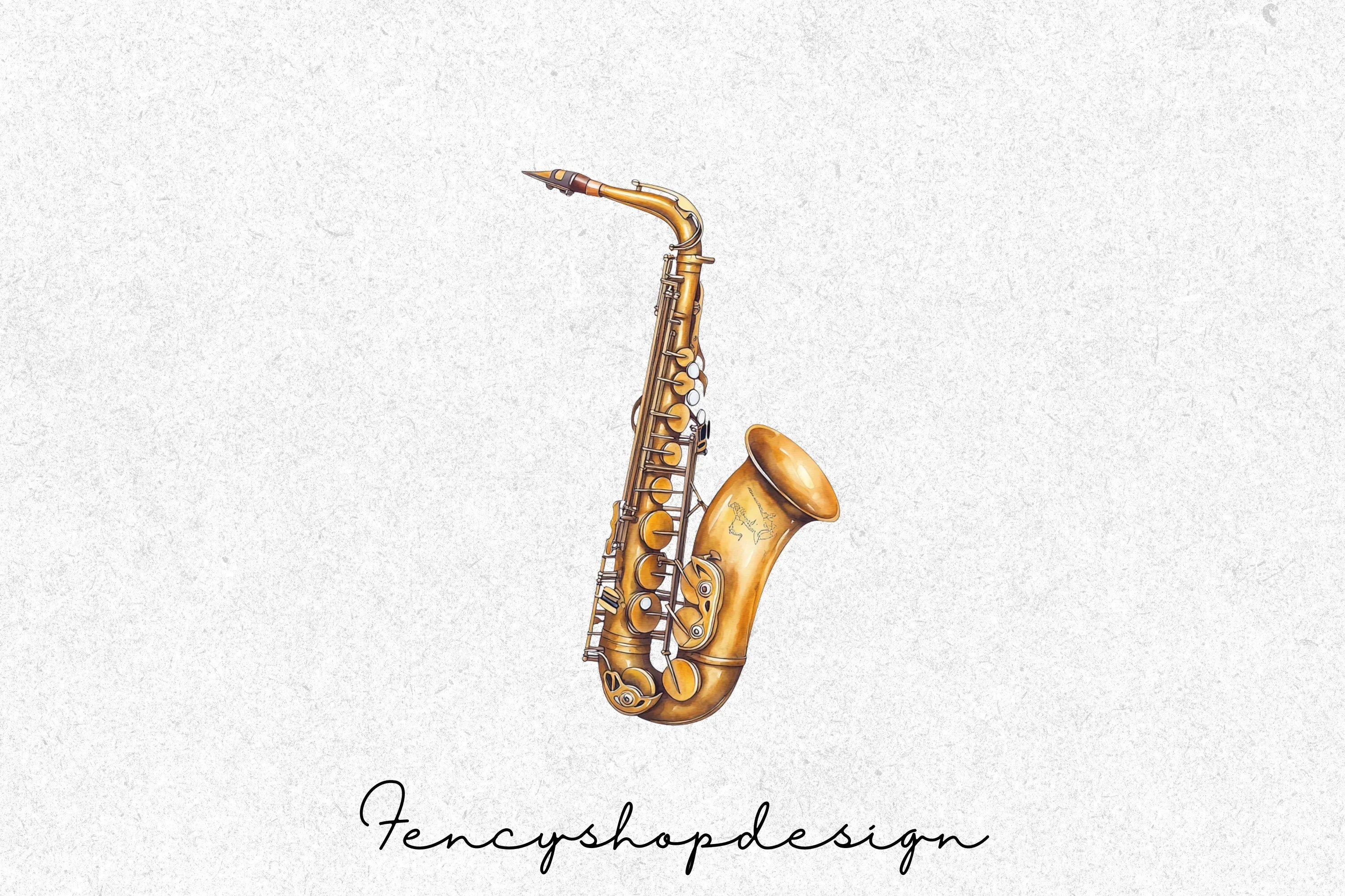 Golden Saxophone Musical Instrument Clipart Bundle