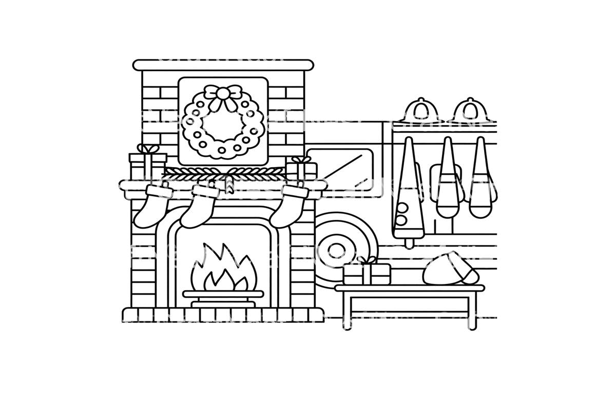 Cozy Christmas Fireplace Coloring Books