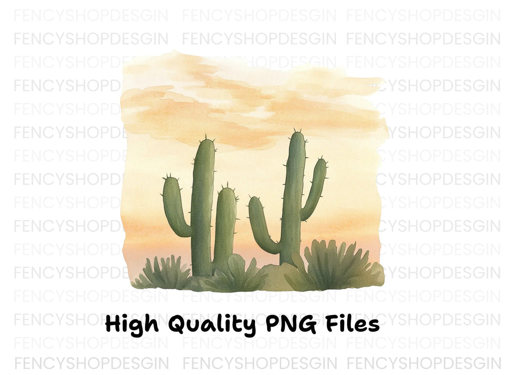 Desert Cactus Sunset Clipart Bundle