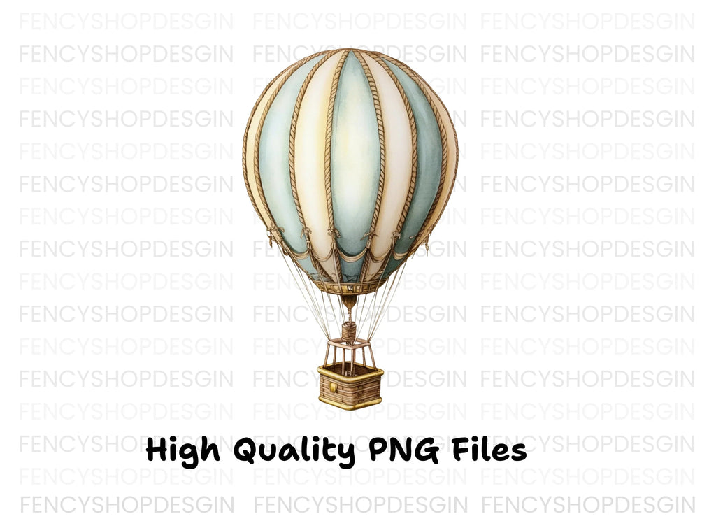 Vintage Hot Air Balloon Clipart Bundle