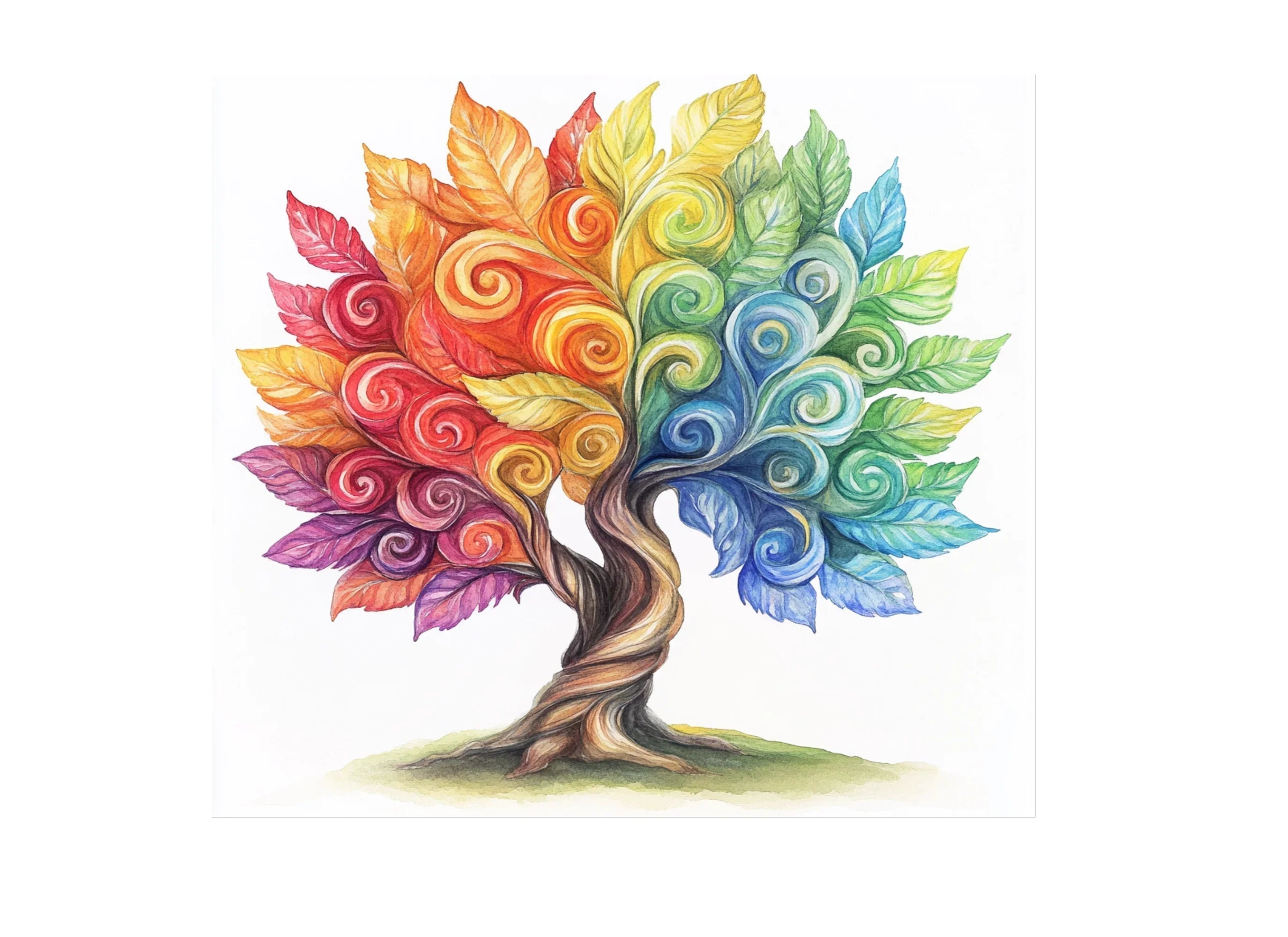 Rainbow Tree Leaves Clipart Bundle