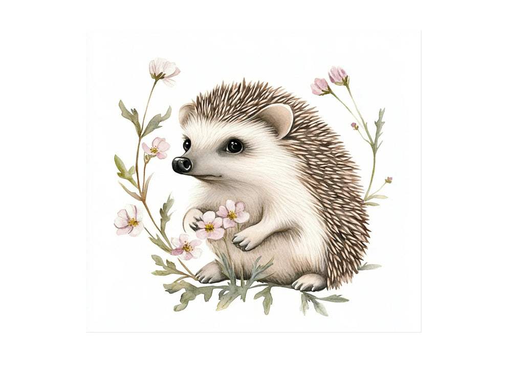 Charming Baby Hedgehogs with Flowers Clipart Bundle