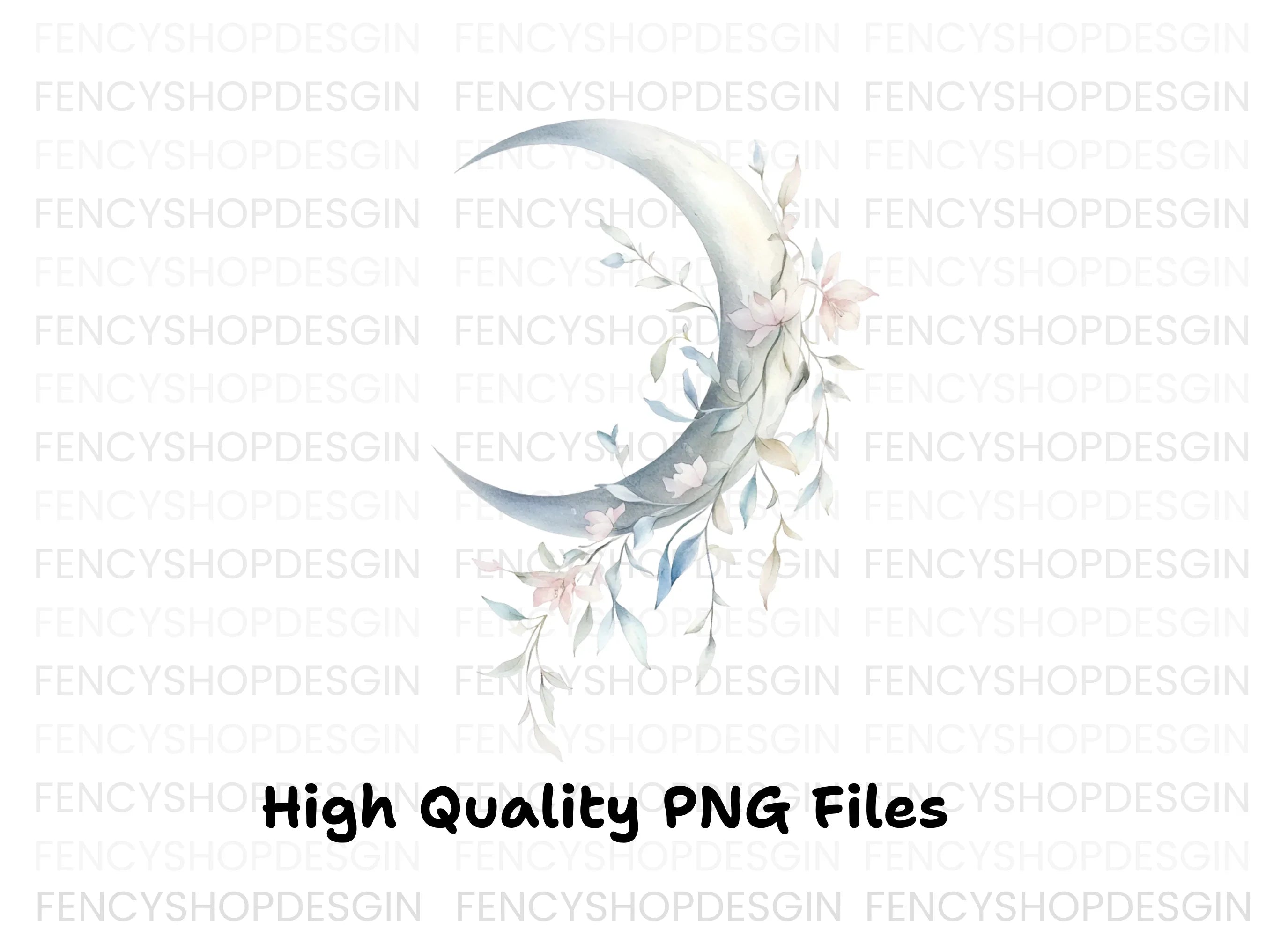 Whimsical Floral Moon Clipart Bundle