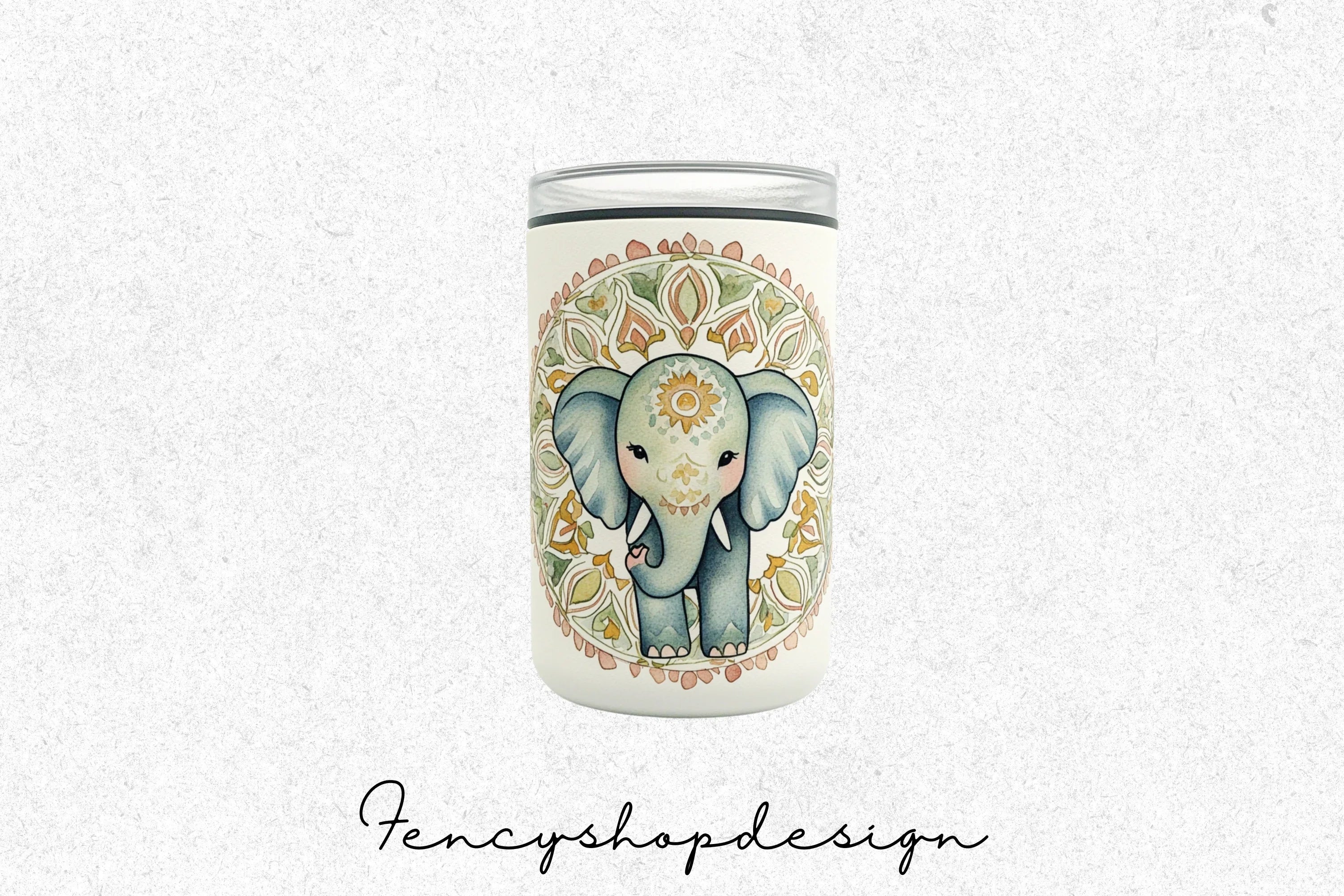 Boho Mandala Elephant Tumbler Clipart Bundle
