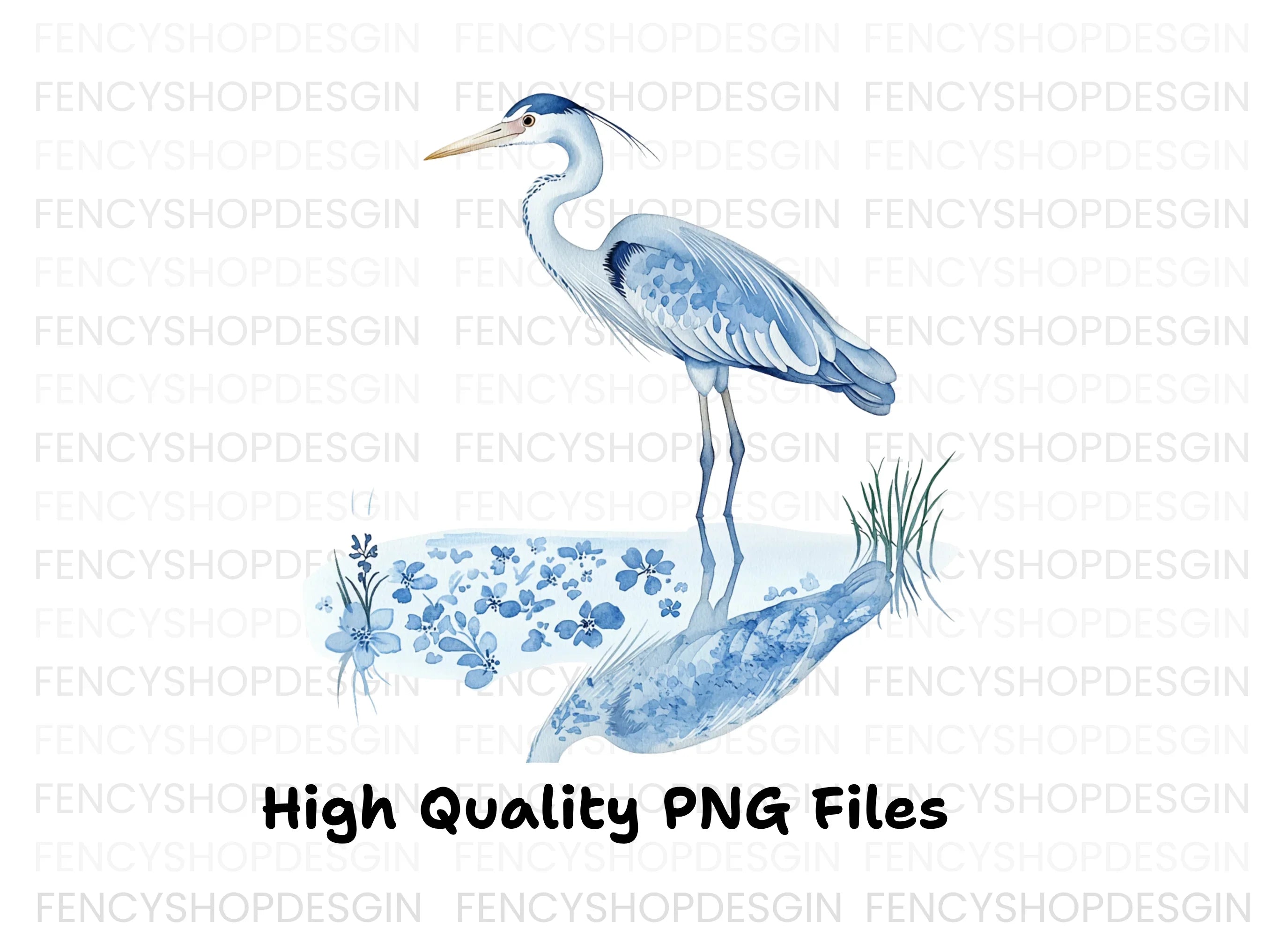 Elegant Blue Heron Clipart Bundle