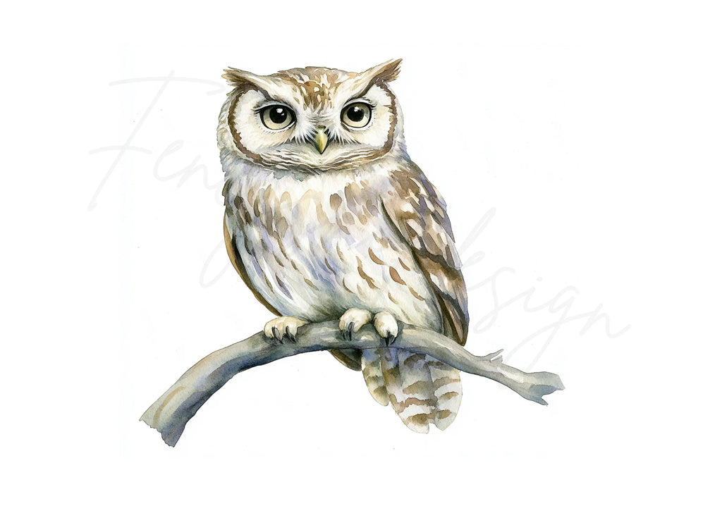 Cute Owl on Branch Clipart Bundle