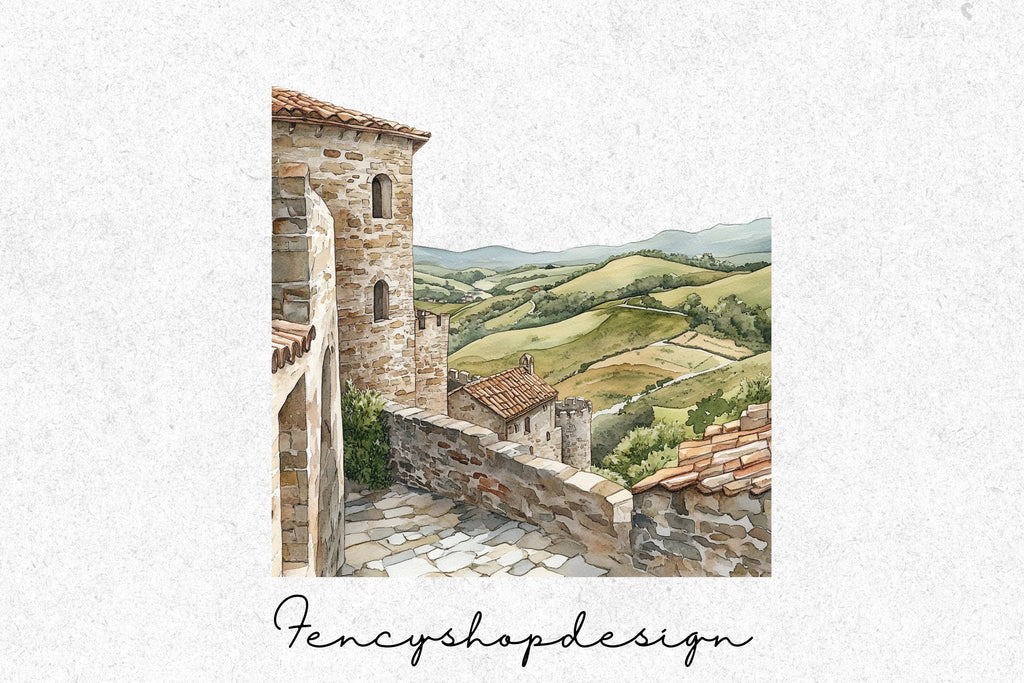 European Village Landscape Clipart Bundle