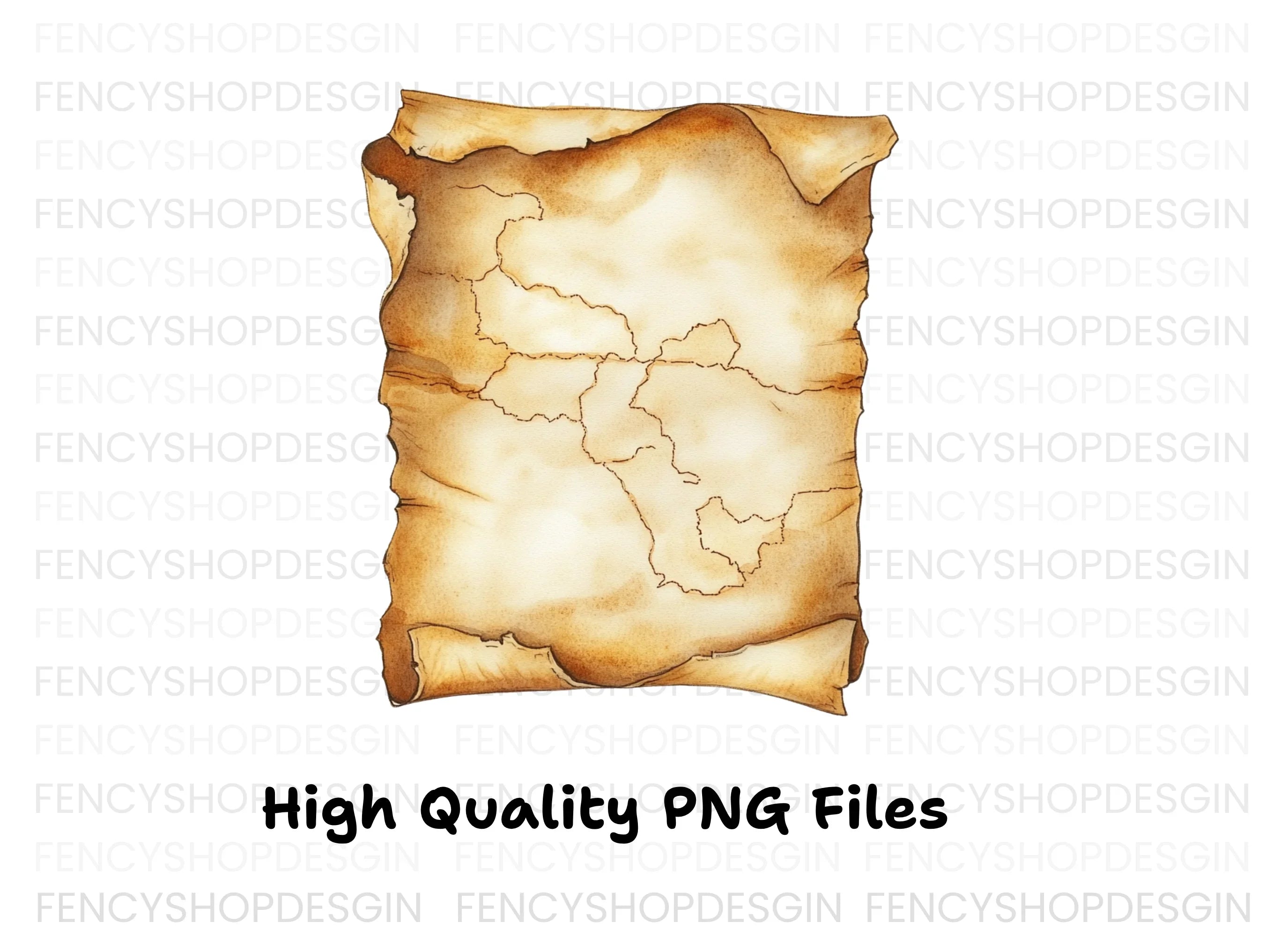 Blank Scroll Map Clipart Bundle