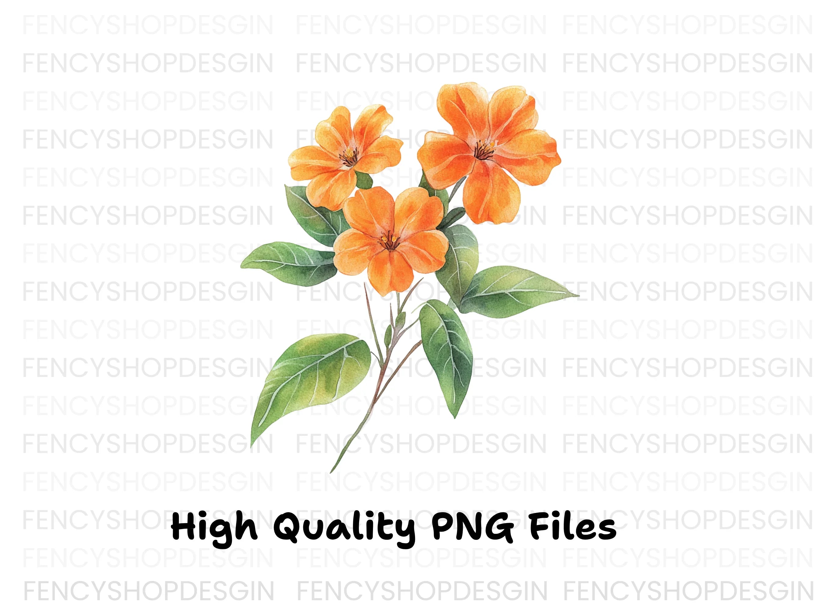 Orange Floral Clipart Bundle