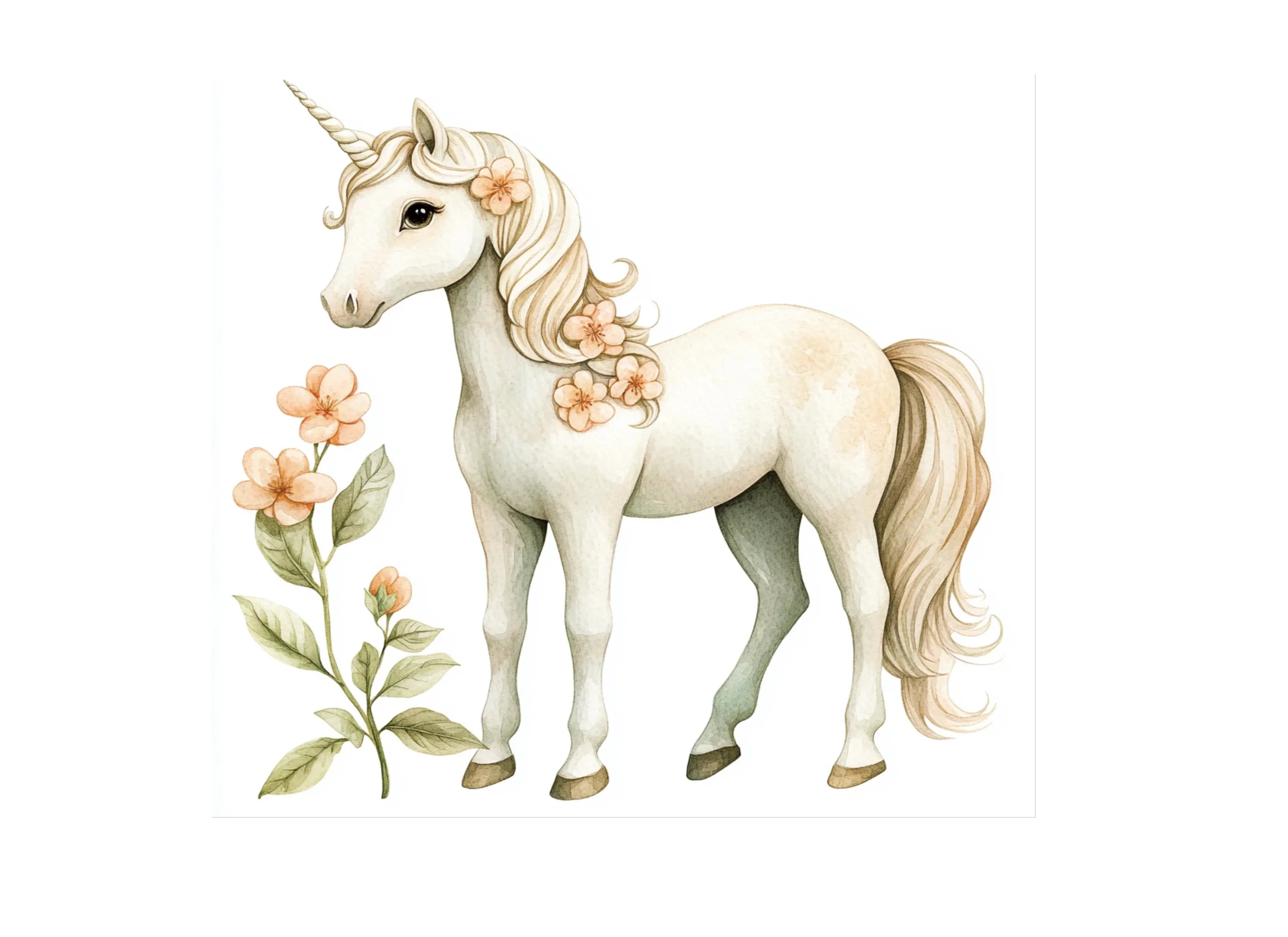 Elegant Floral Unicorn Clipart Bundle