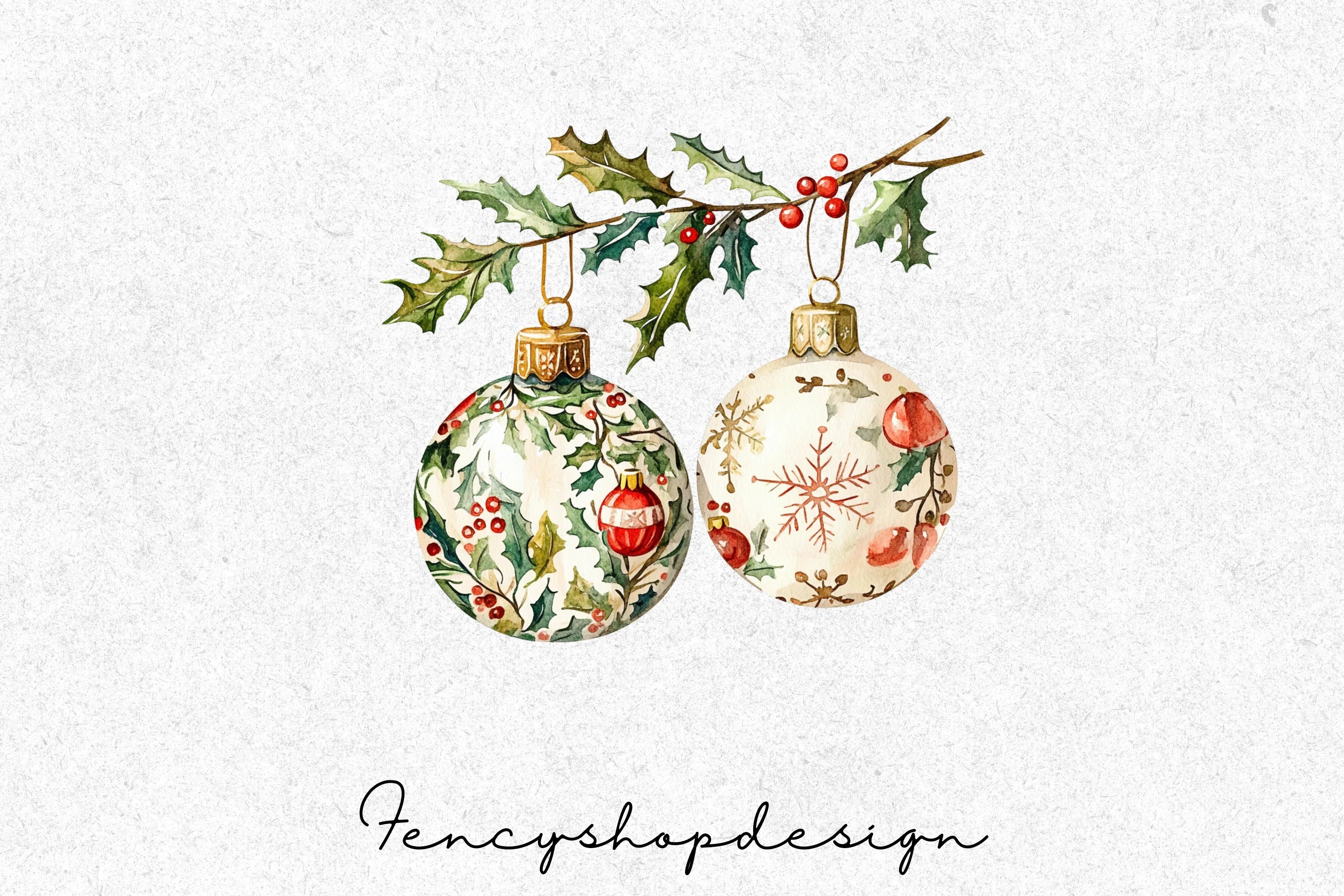Christmas Ornaments Clipart Bundle