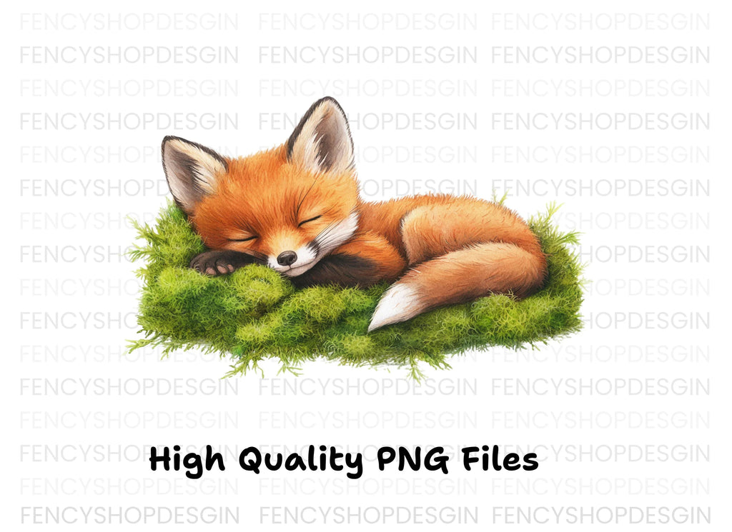 Cute Sleeping Fox Clipart Bundle