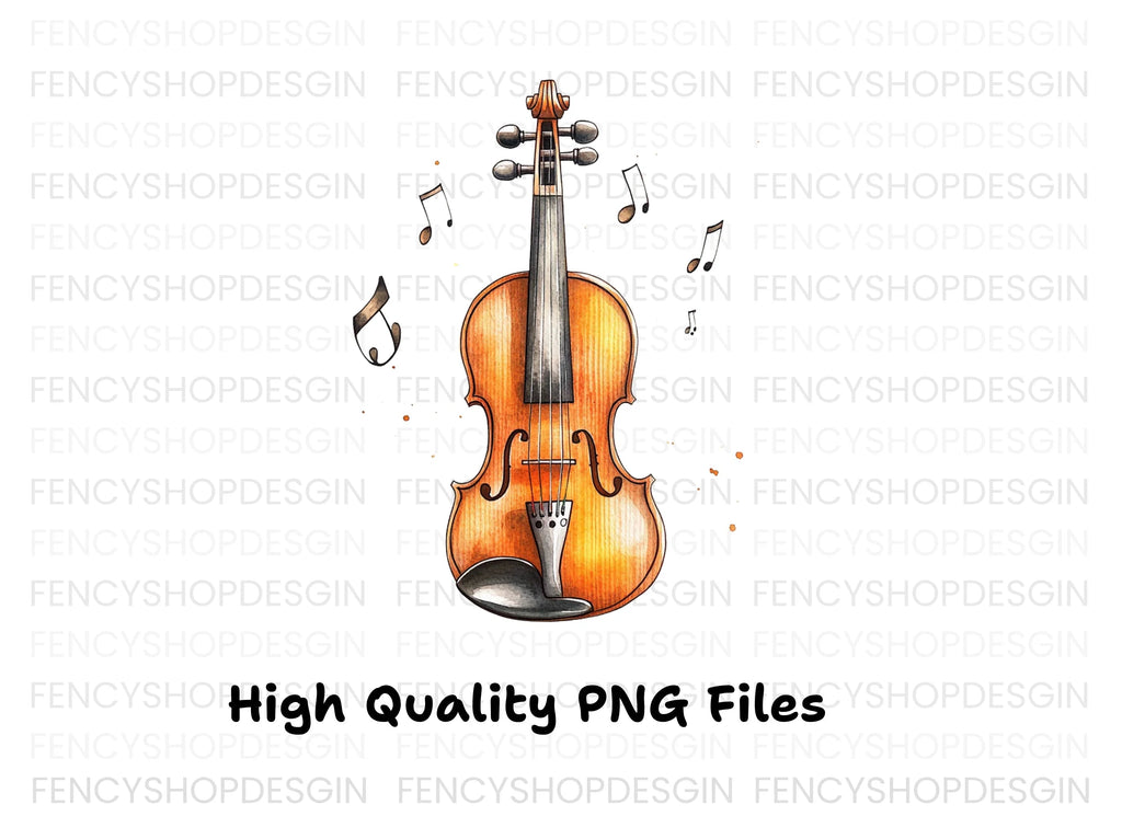 Hand Drawn Violin with Notes Clipart Bundle