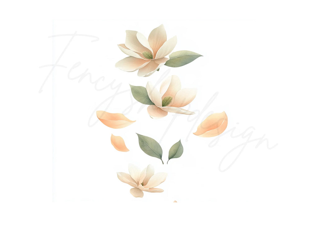 Magnolia Blossom Clipart Bundle
