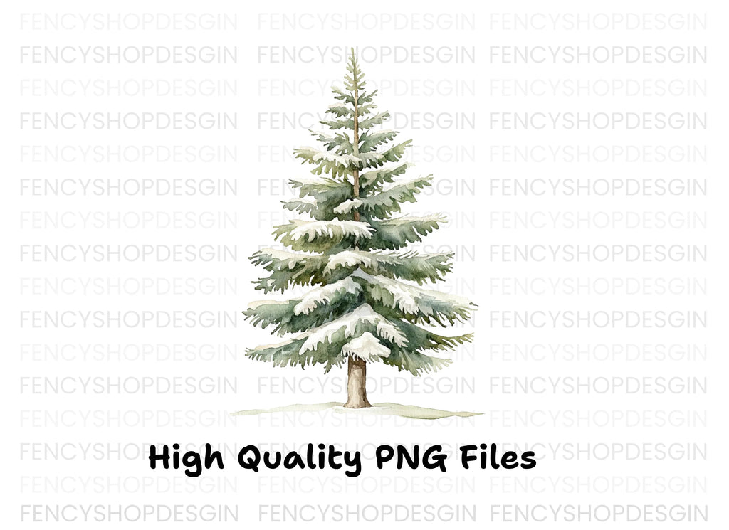 Snowy Pine Trees Clipart Bundle