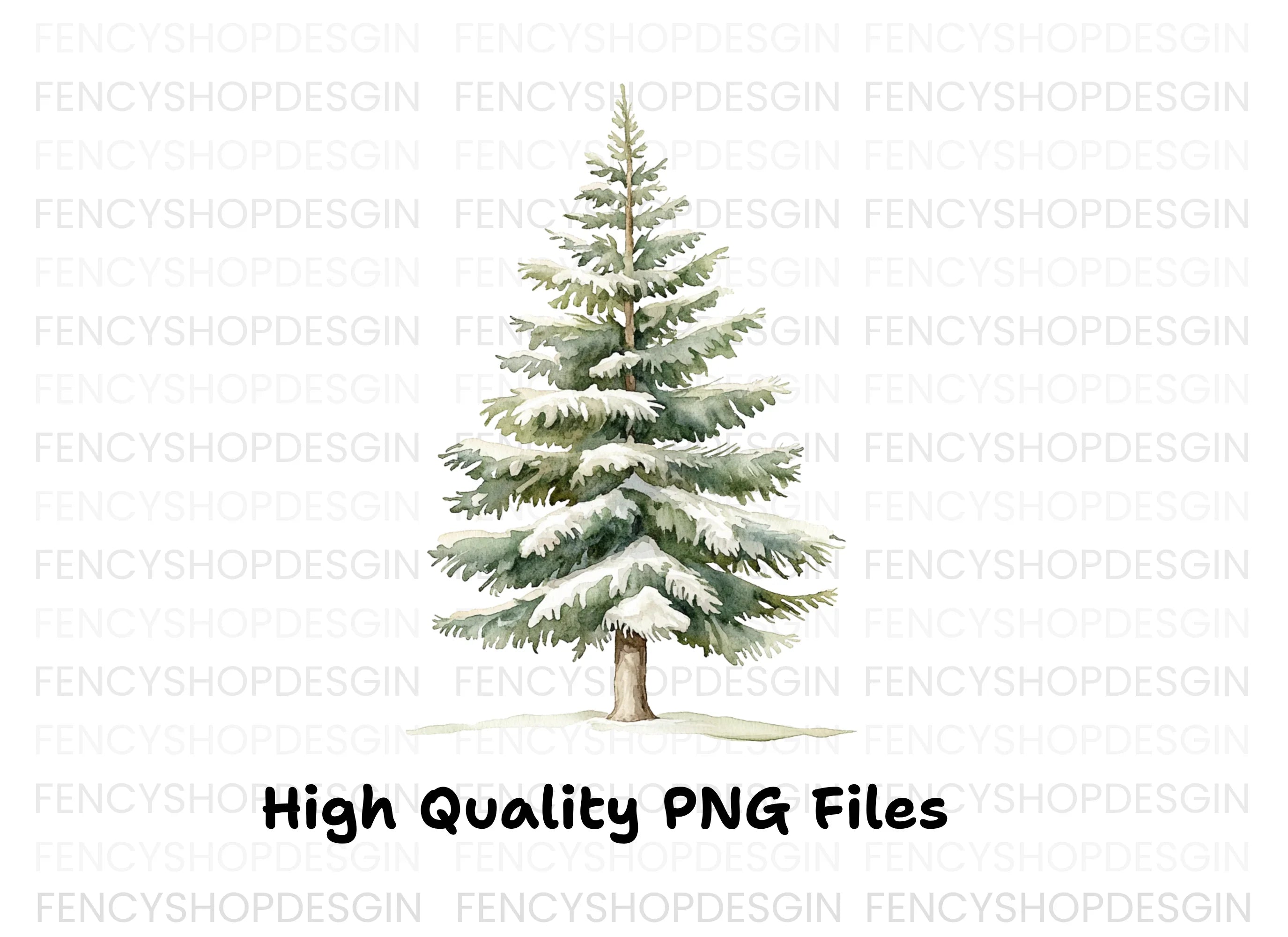 Snowy Pine Trees Clipart Bundle