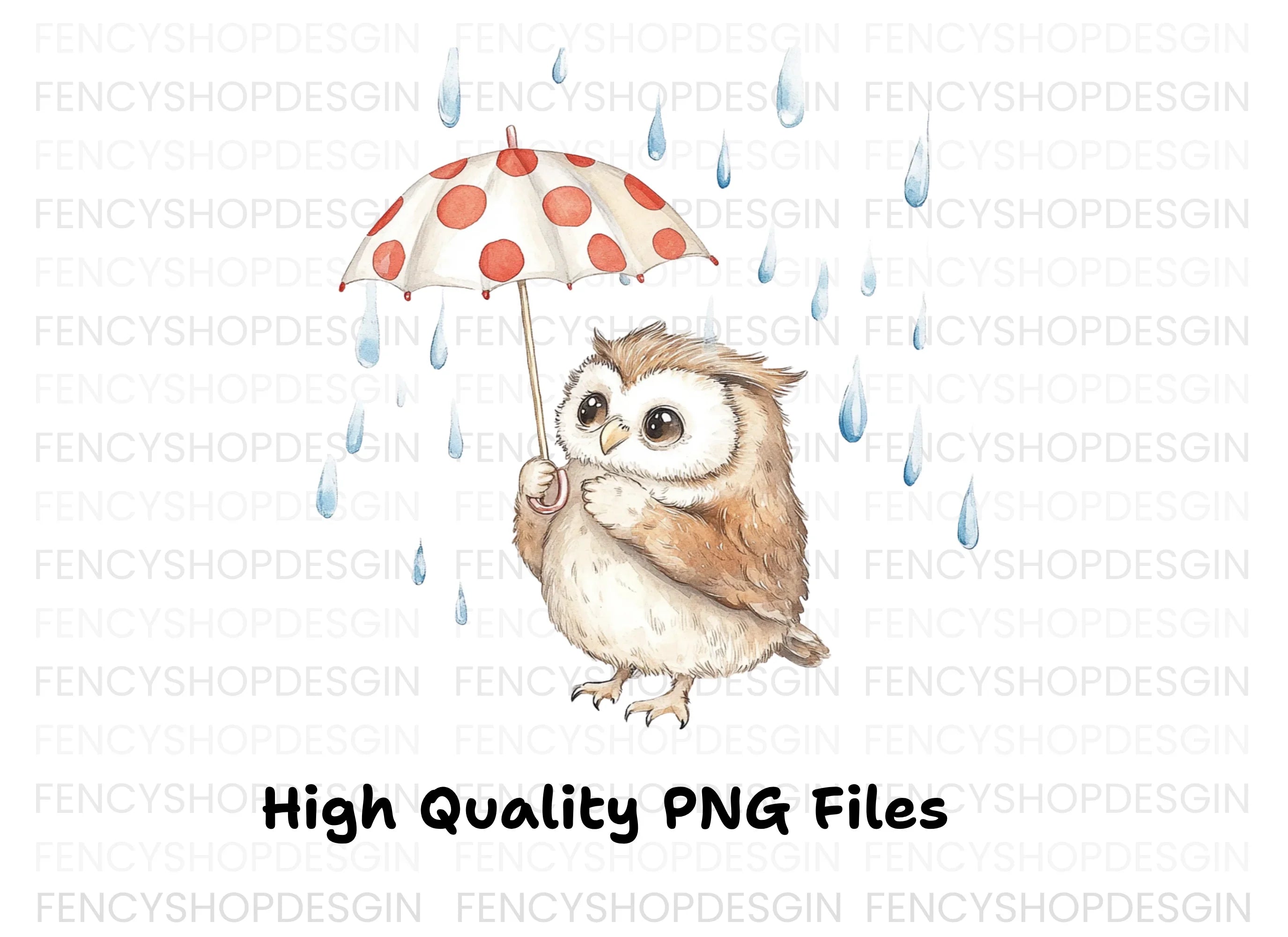 Owls with Umbrellas Clipart Bundle
