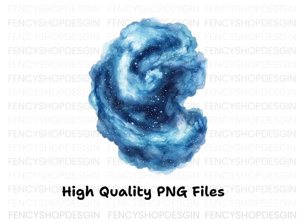 Blue Galaxy Nebula Clipart Bundle
