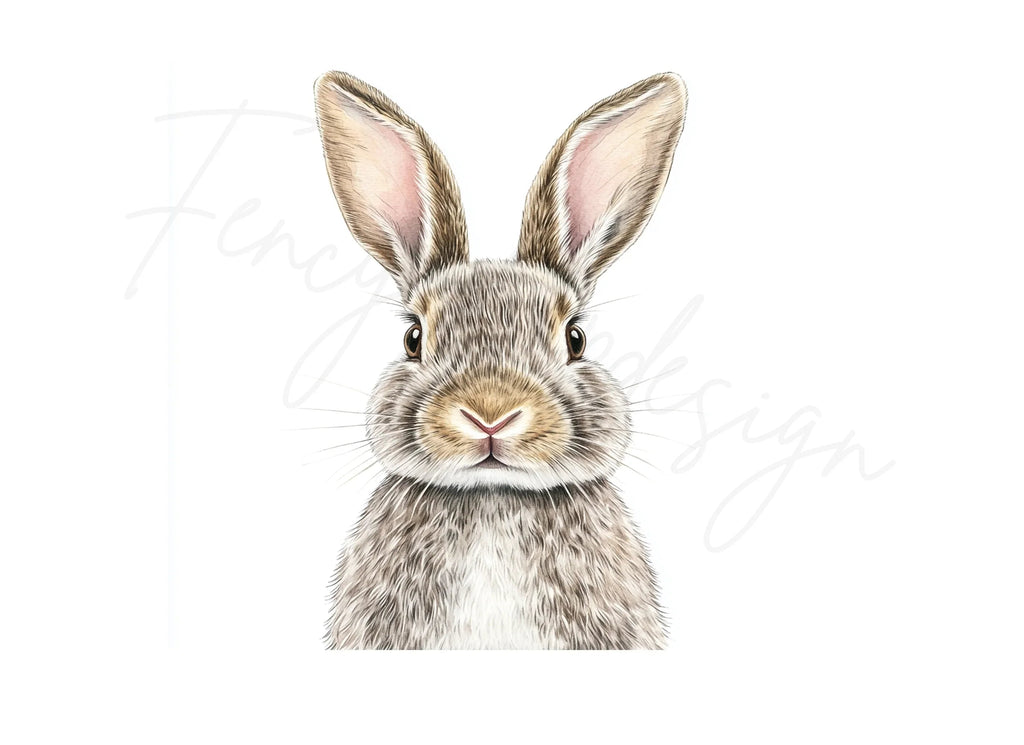 Realistic Grey Rabbit Head Clipart Bundle