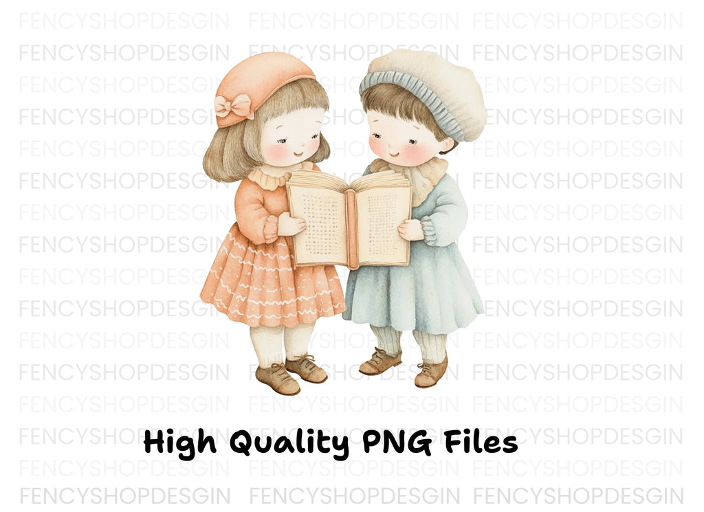 Girls Reading Together Clipart Bundle