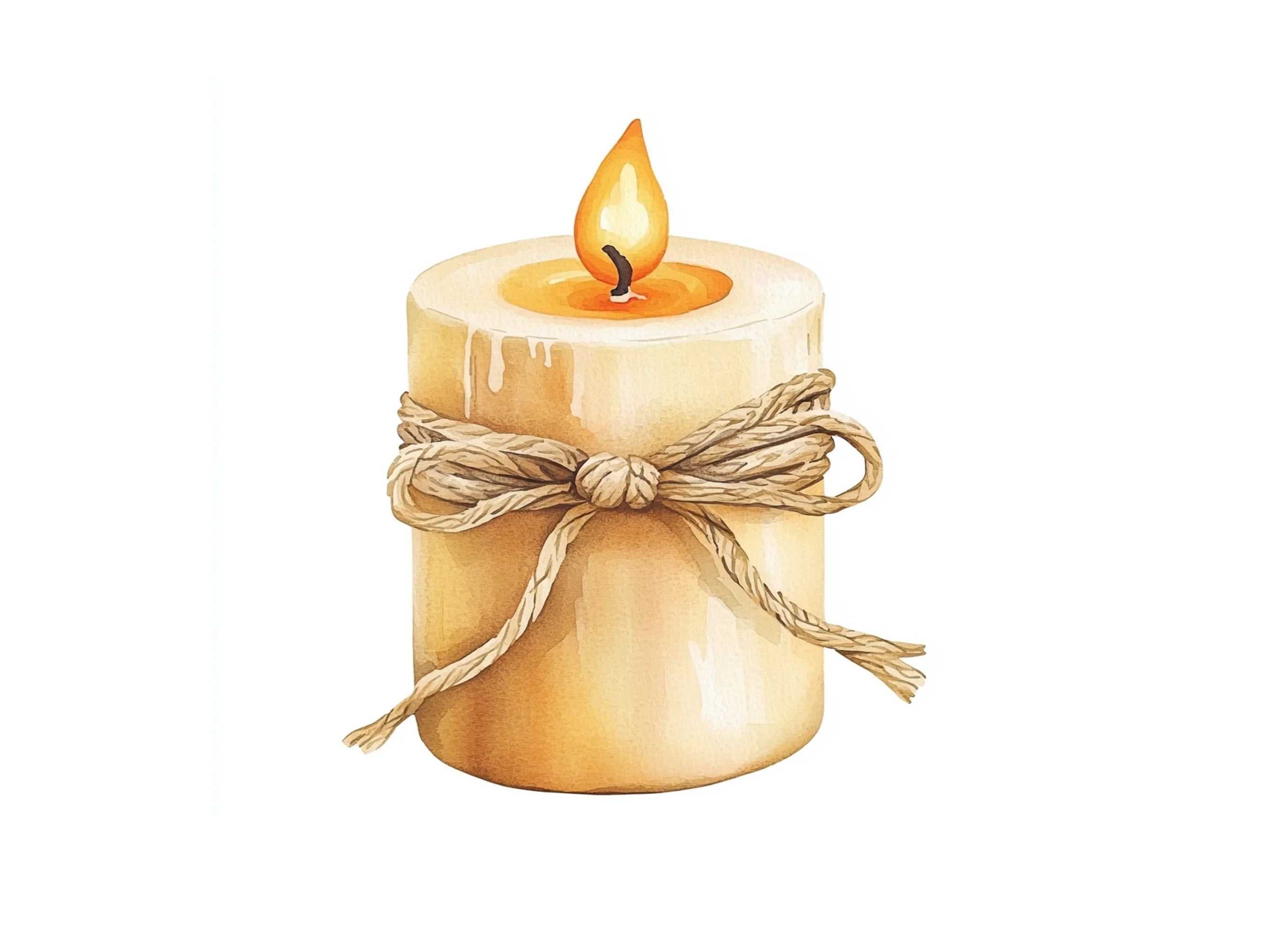 Rustic Tied Candle Clipart Bundle