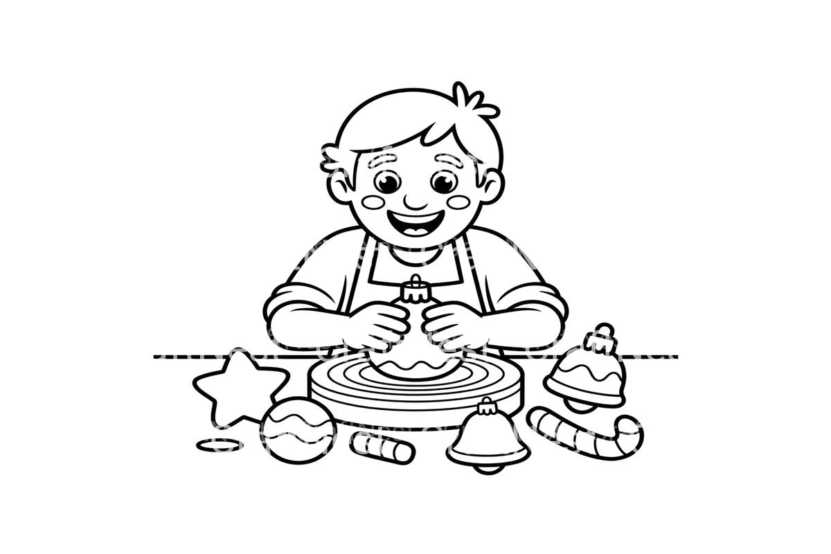 Kids Making Christmas Ornaments Coloring Books