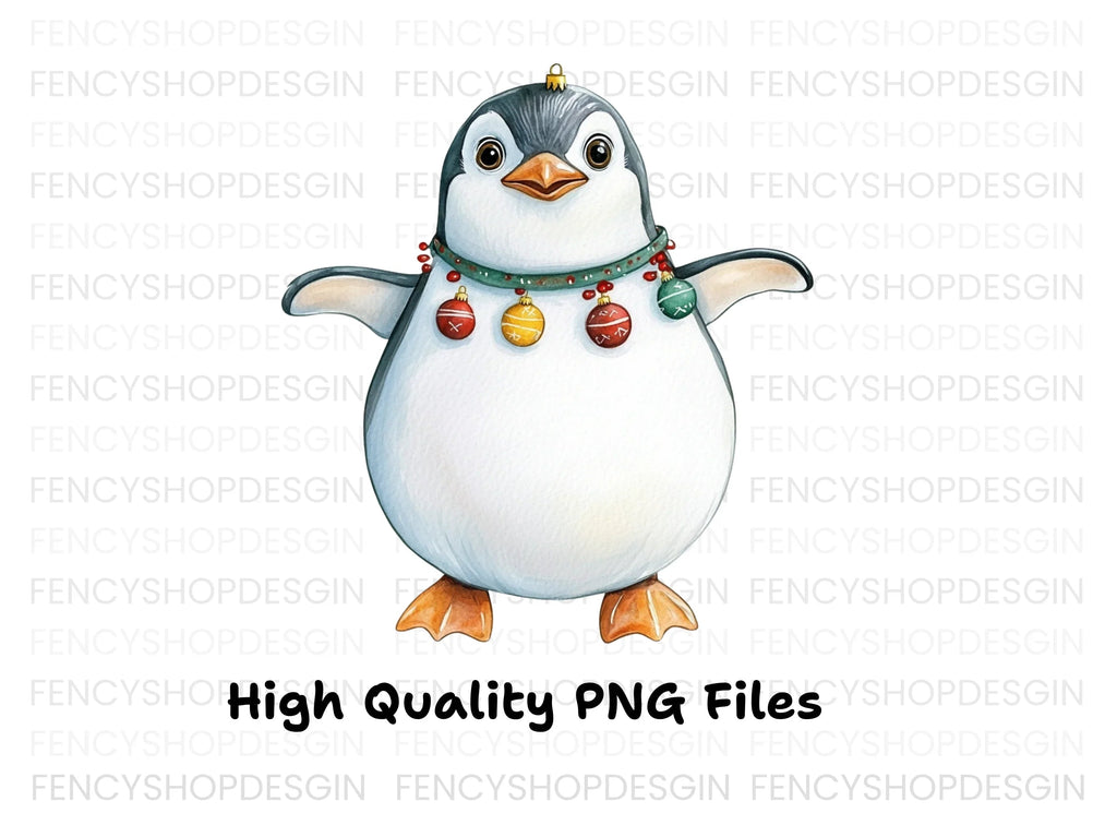 Festive Penguin Ornaments Clipart Bundle