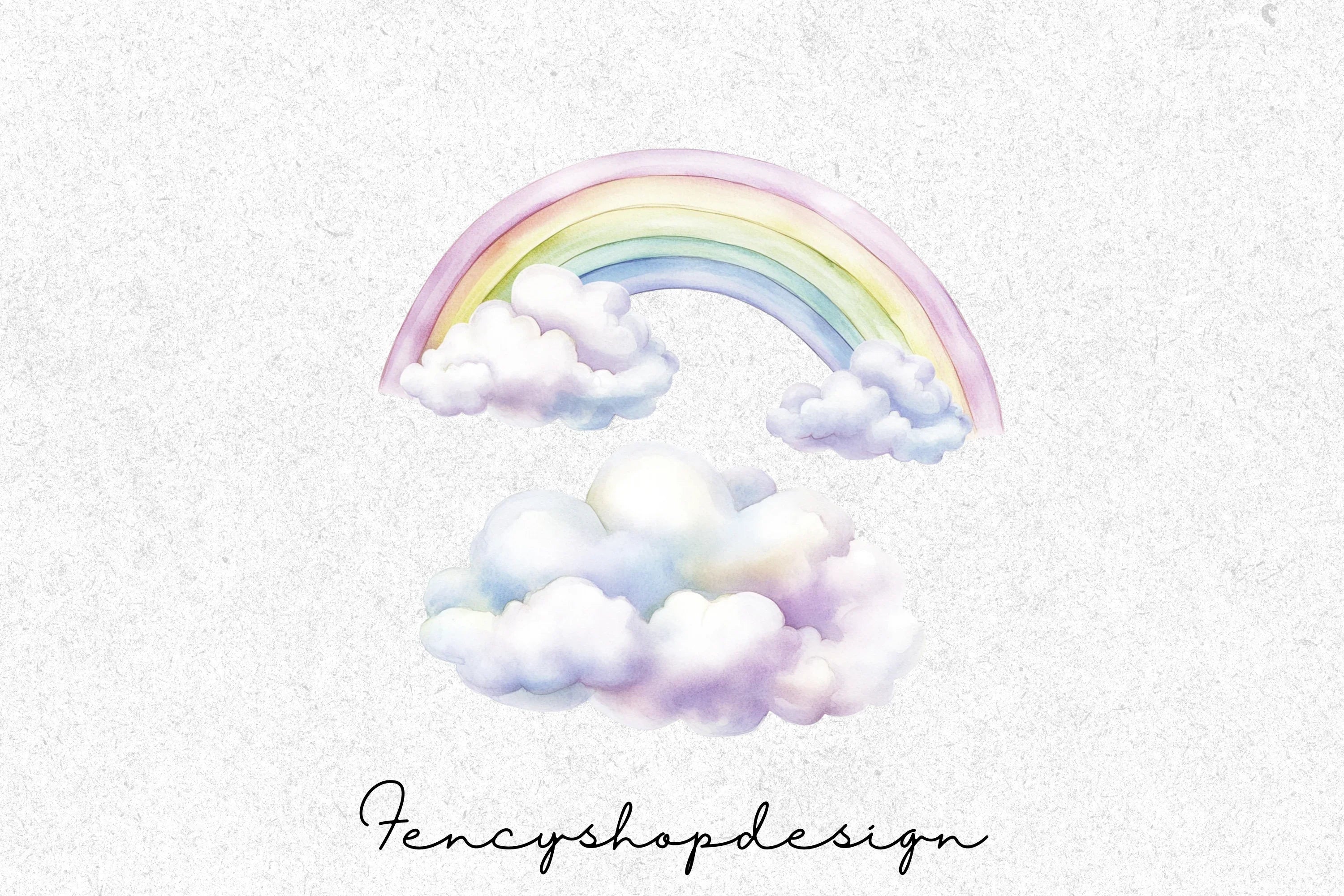 Soft Pastel Rainbow Clouds Clipart Bundle