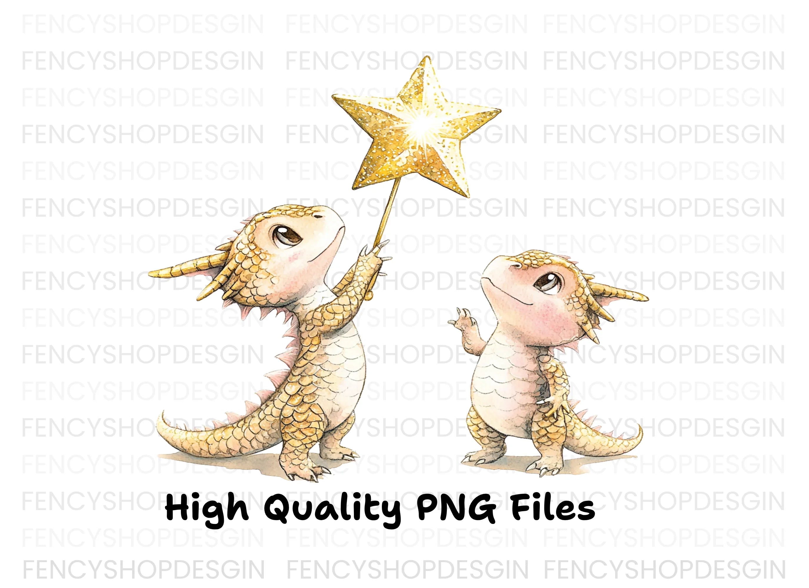 Little Dragons with Stars Clipart Bundle