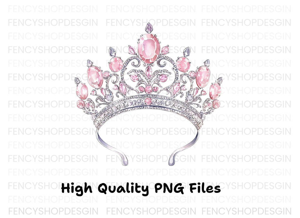 Elegant Silver and Pink Tiara Clipart Bundle