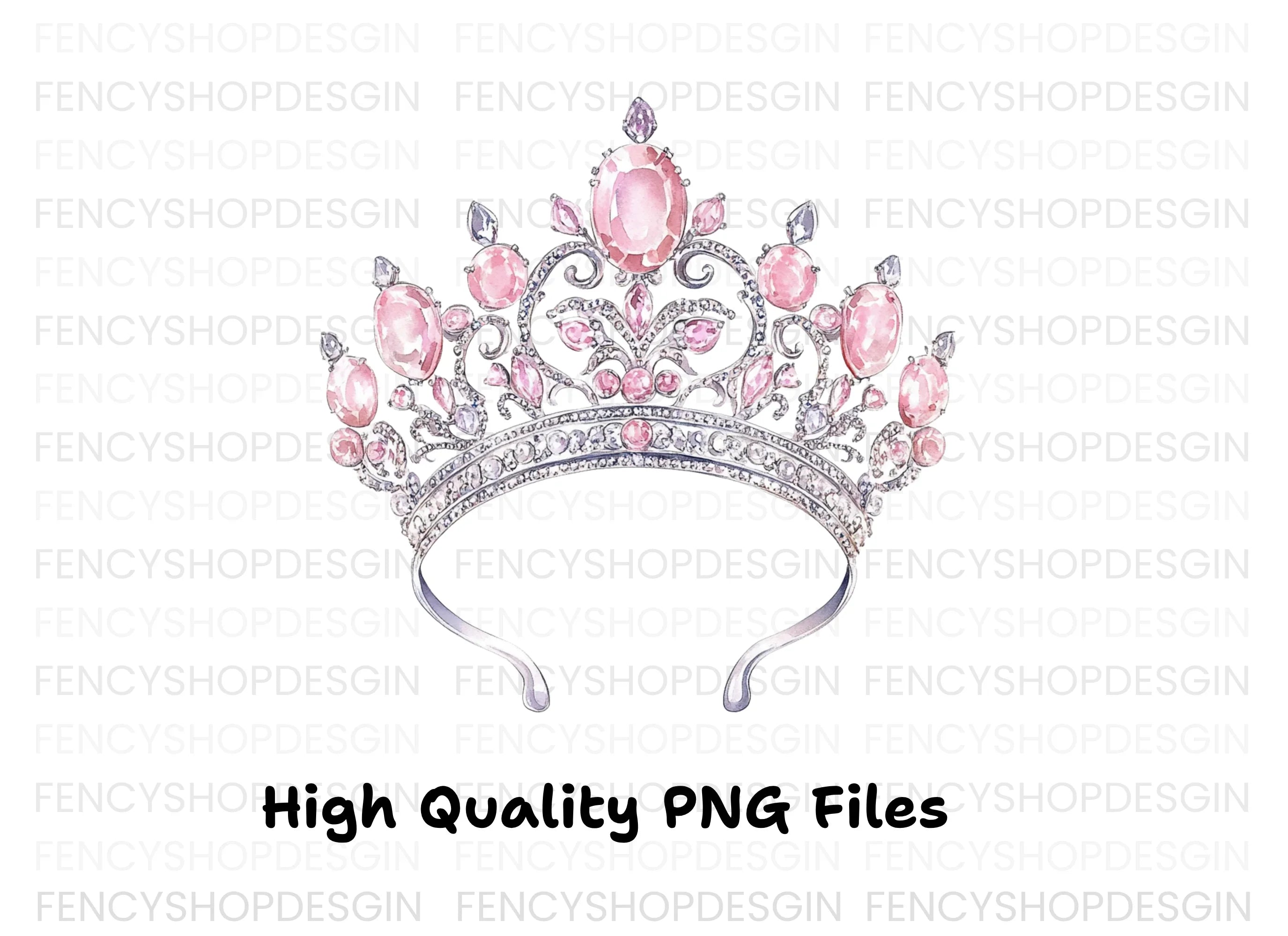 Elegant Silver and Pink Tiara Clipart Bundle
