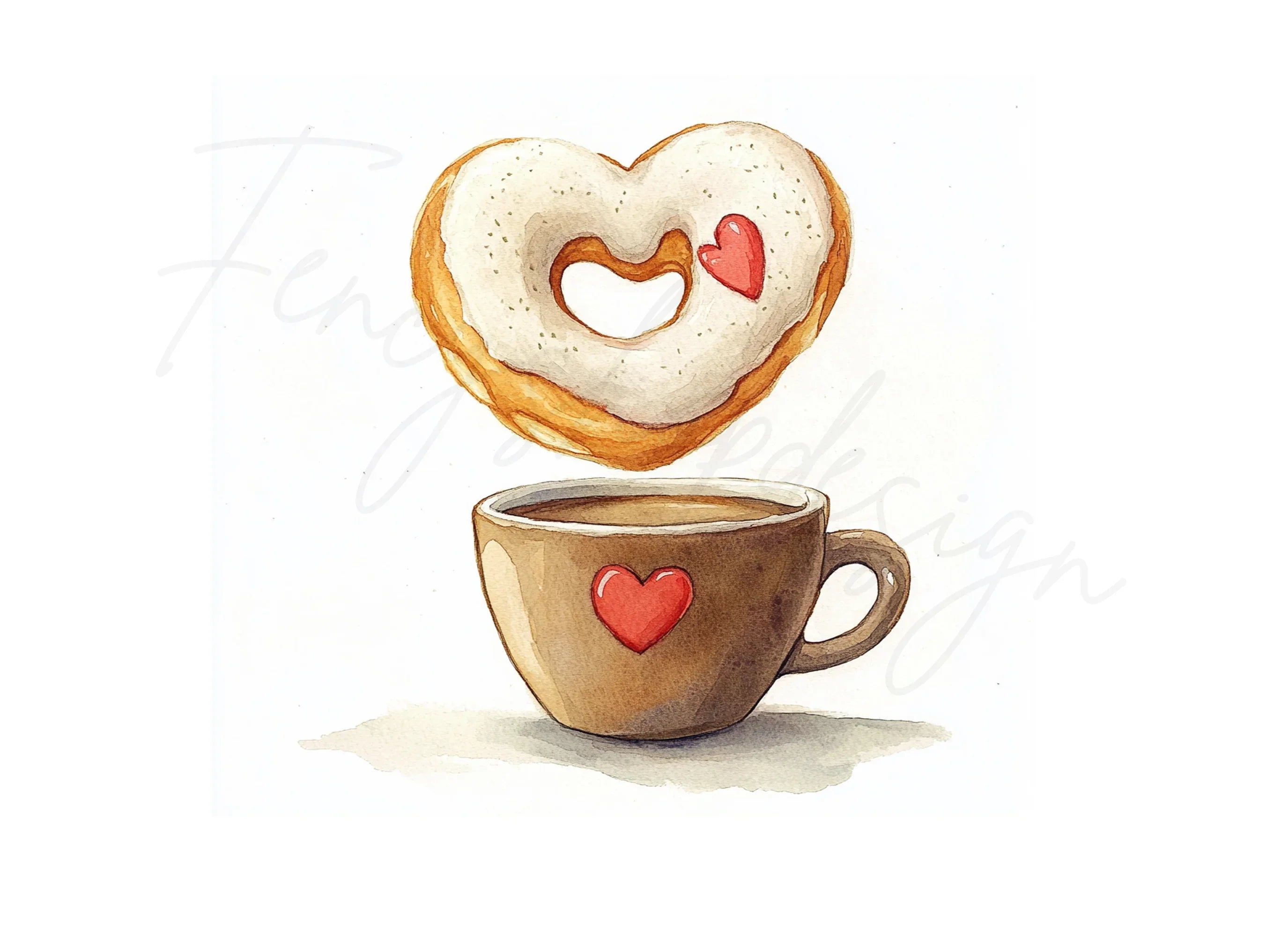 Heart Donut Coffee Cup Clipart Bundle