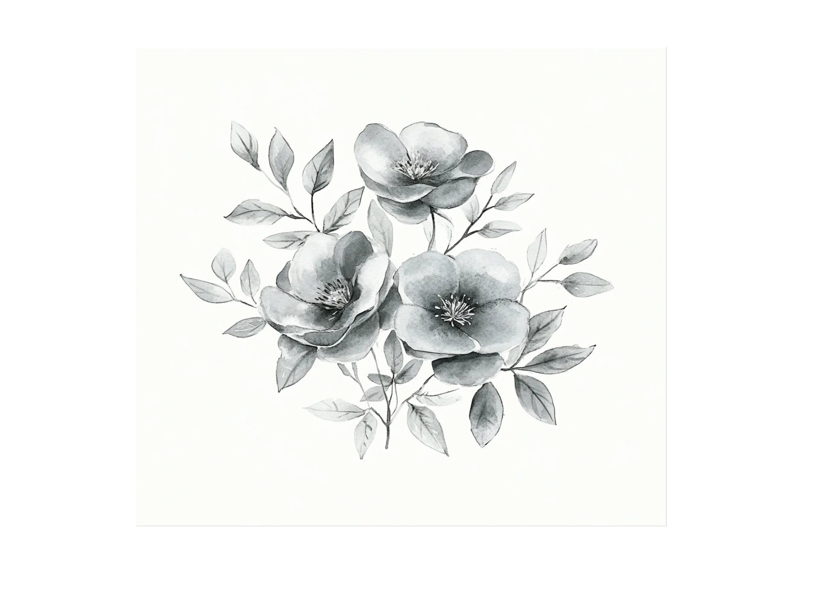 Monochrome Floral Clipart Bundle