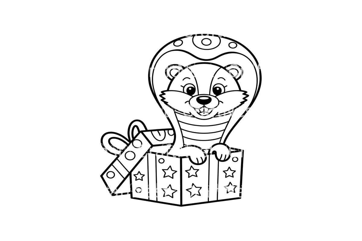 Cute Otter in Gift Box Coloring Books