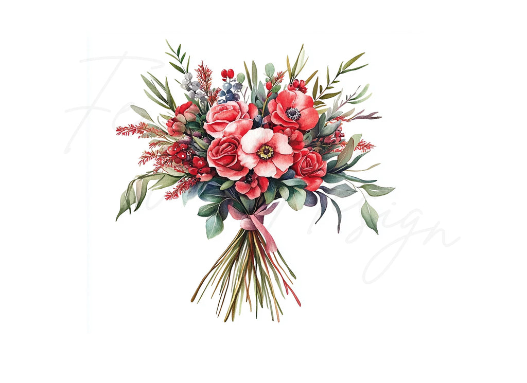 Vibrant Floral Bouquet Clipart Bundle