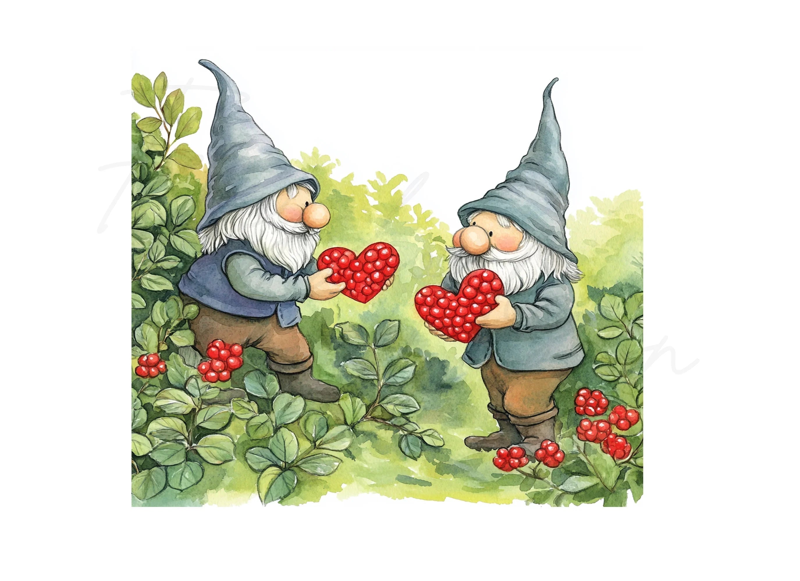 Gnomes with Red Berries Clipart Bundle